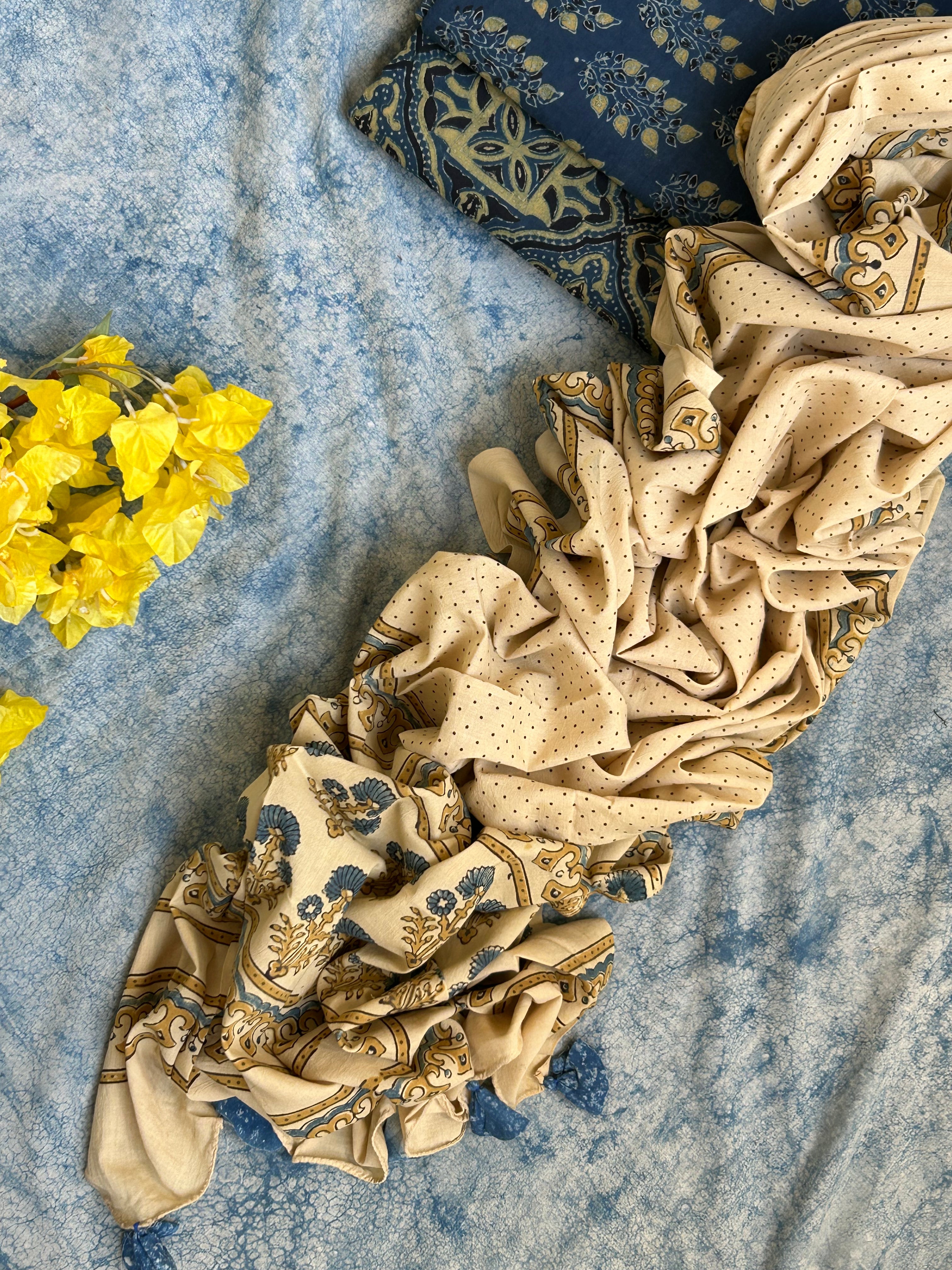 Natural Dyes Handblock Ajrakh Cotton Suit