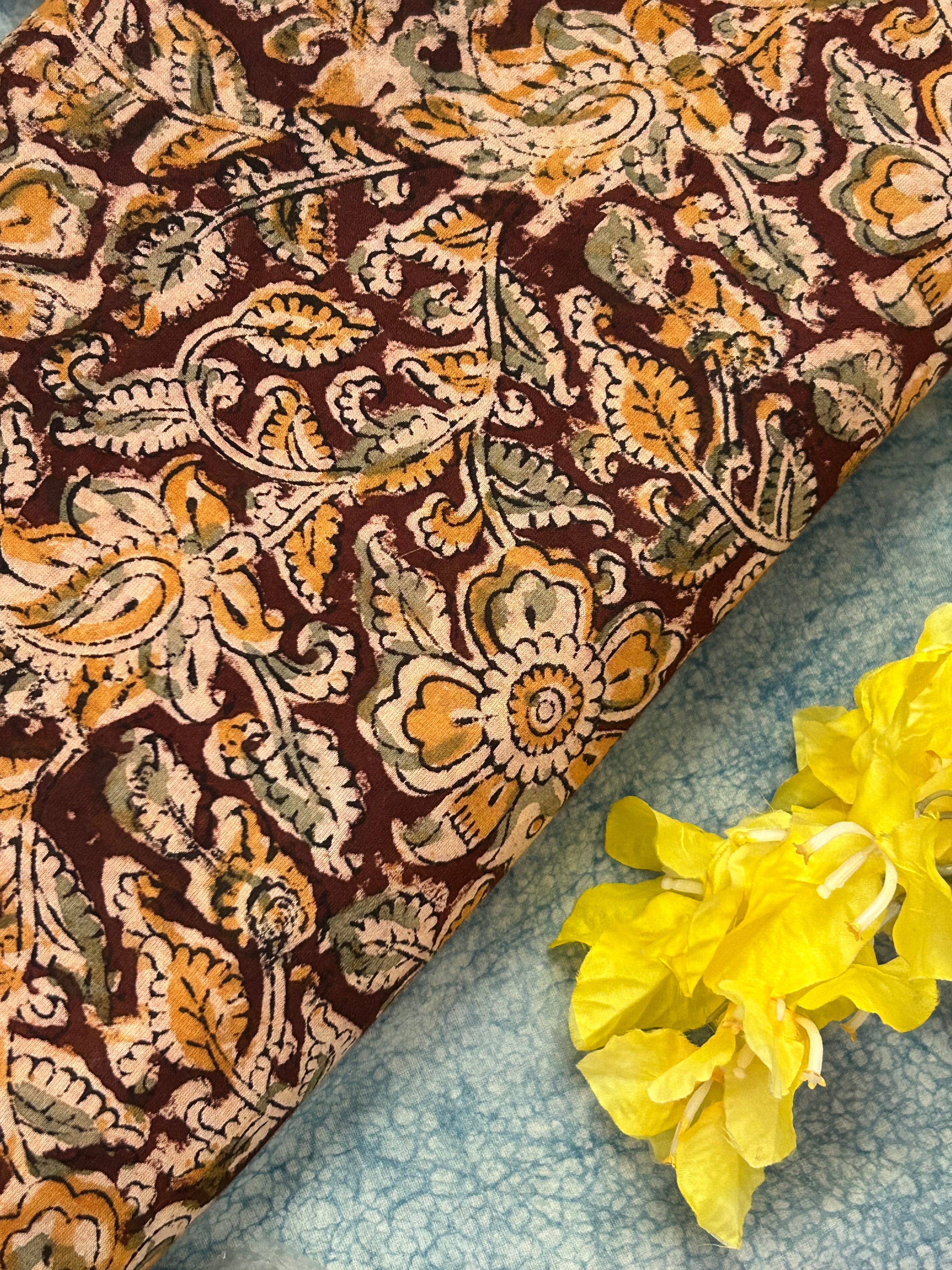 Pedana Hand Block Printed Kalamkari Natural Dyed Cotton