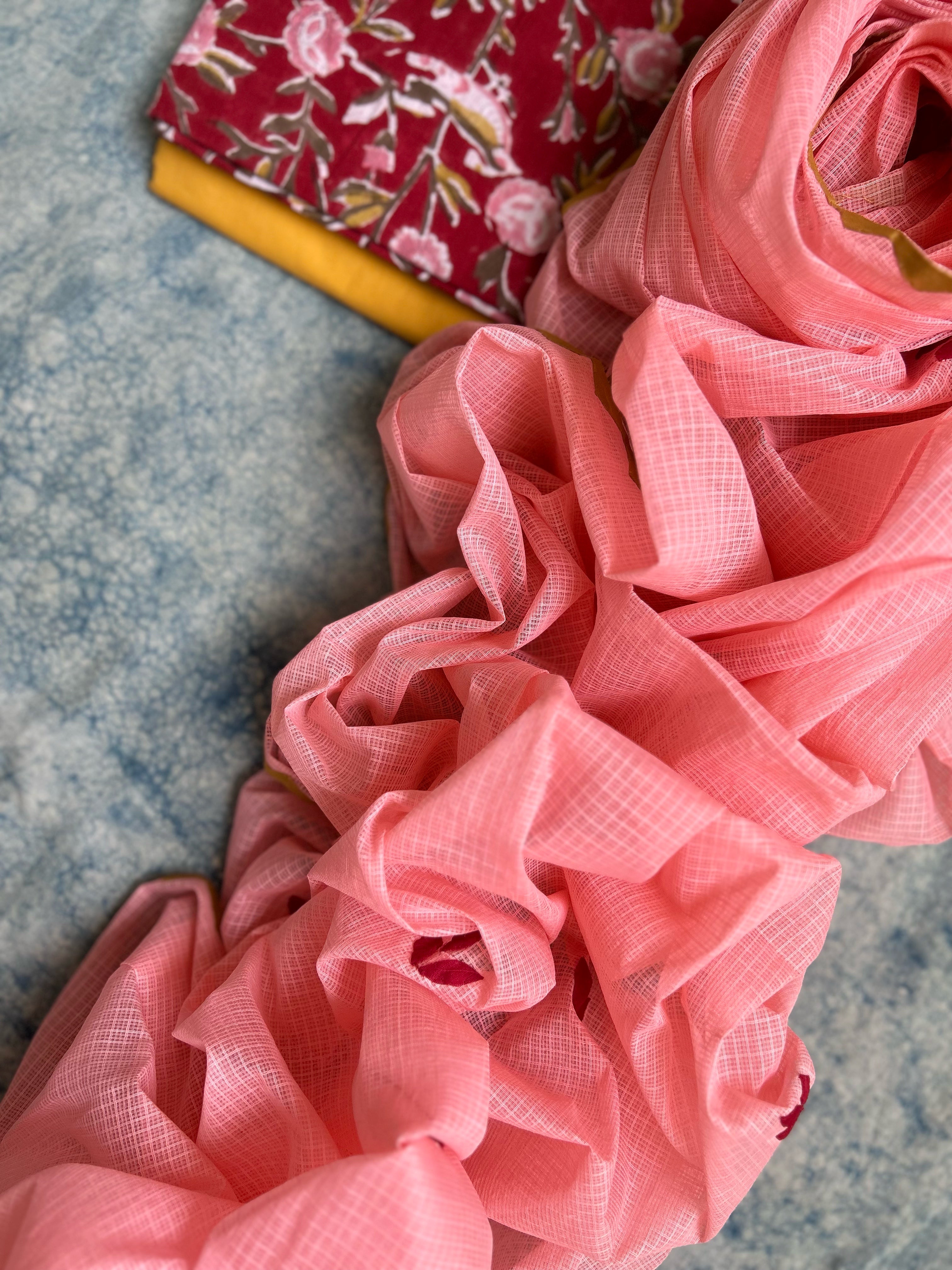 Handblock Handdone Applique Cotton Kota Suit