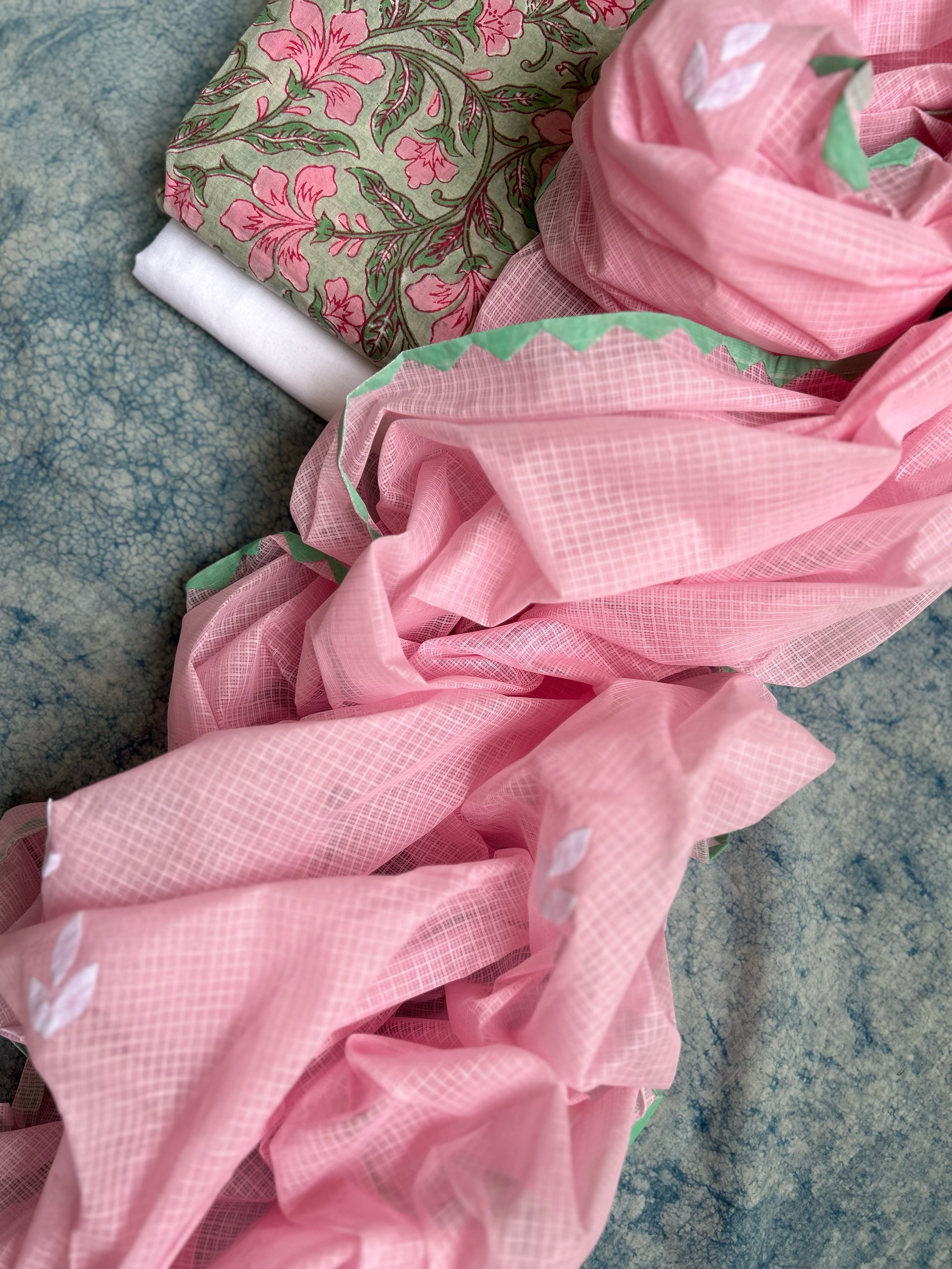 Handblock Handdone Applique Cotton Kota Suit