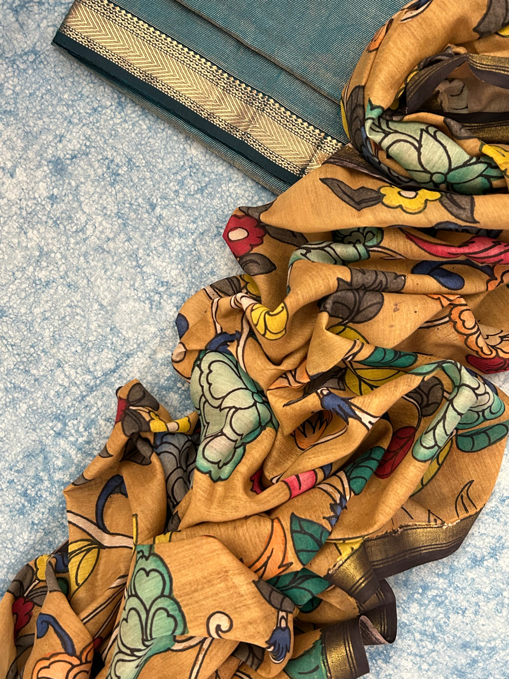 Handwoven Handcrafted Kalamkari Kurta Dupatta Set
