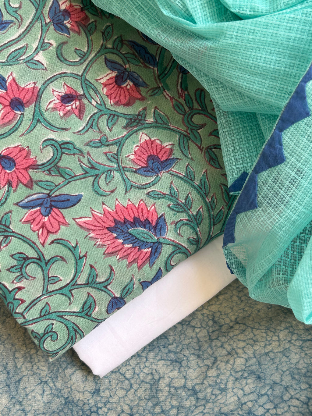 Handblock Handdone Applique Cotton Kota Suit
