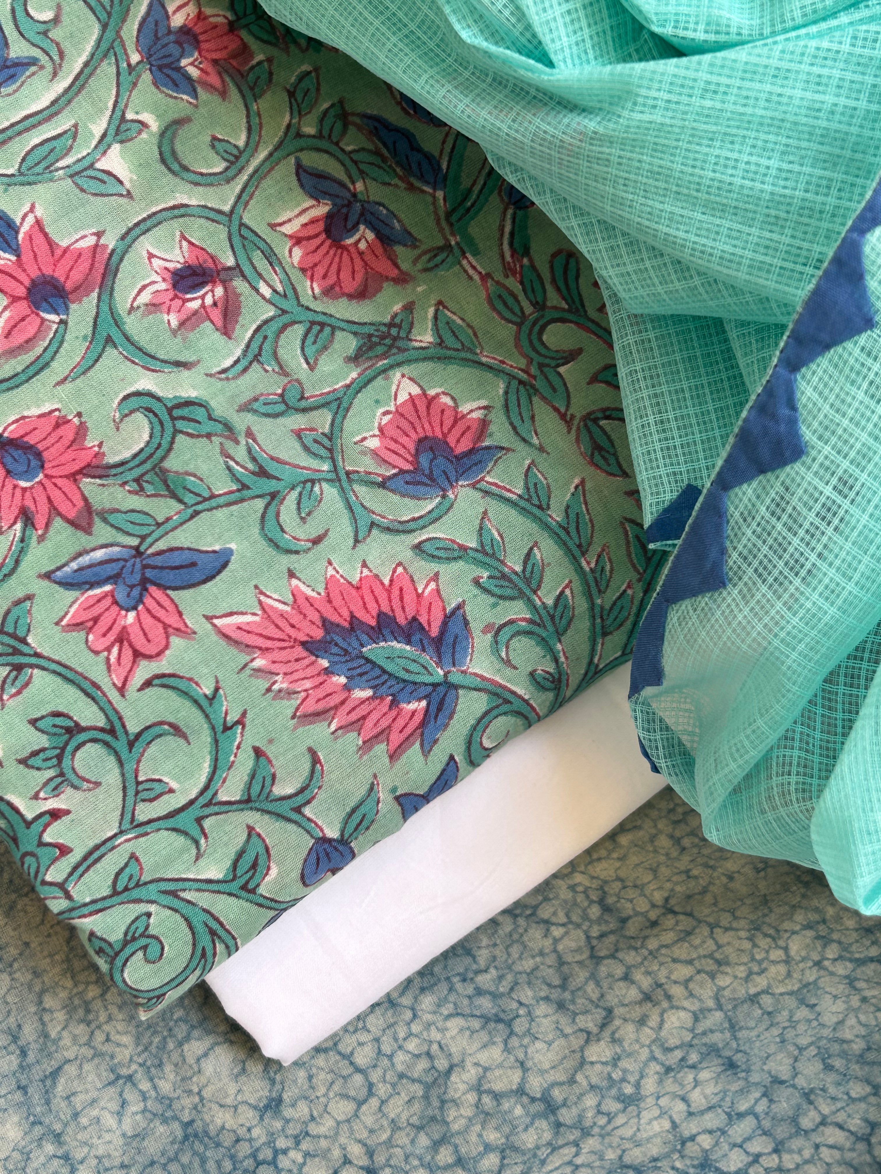 Handblock Handdone Applique Cotton Kota Suit