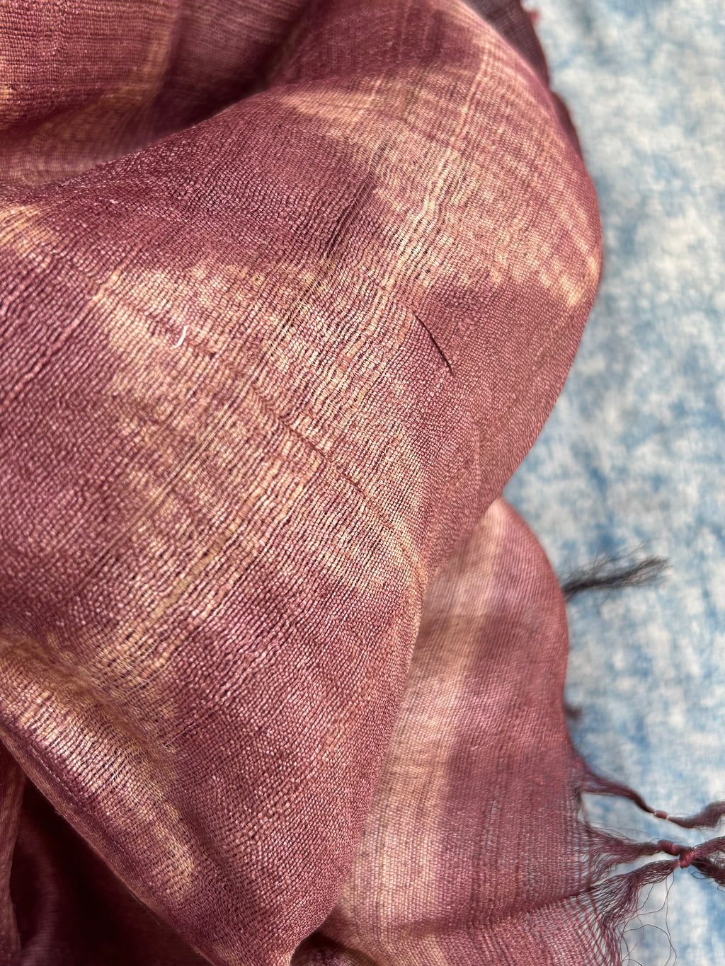 Handwoven & Handmade Tussar Shibori Kurta Dupatta Set