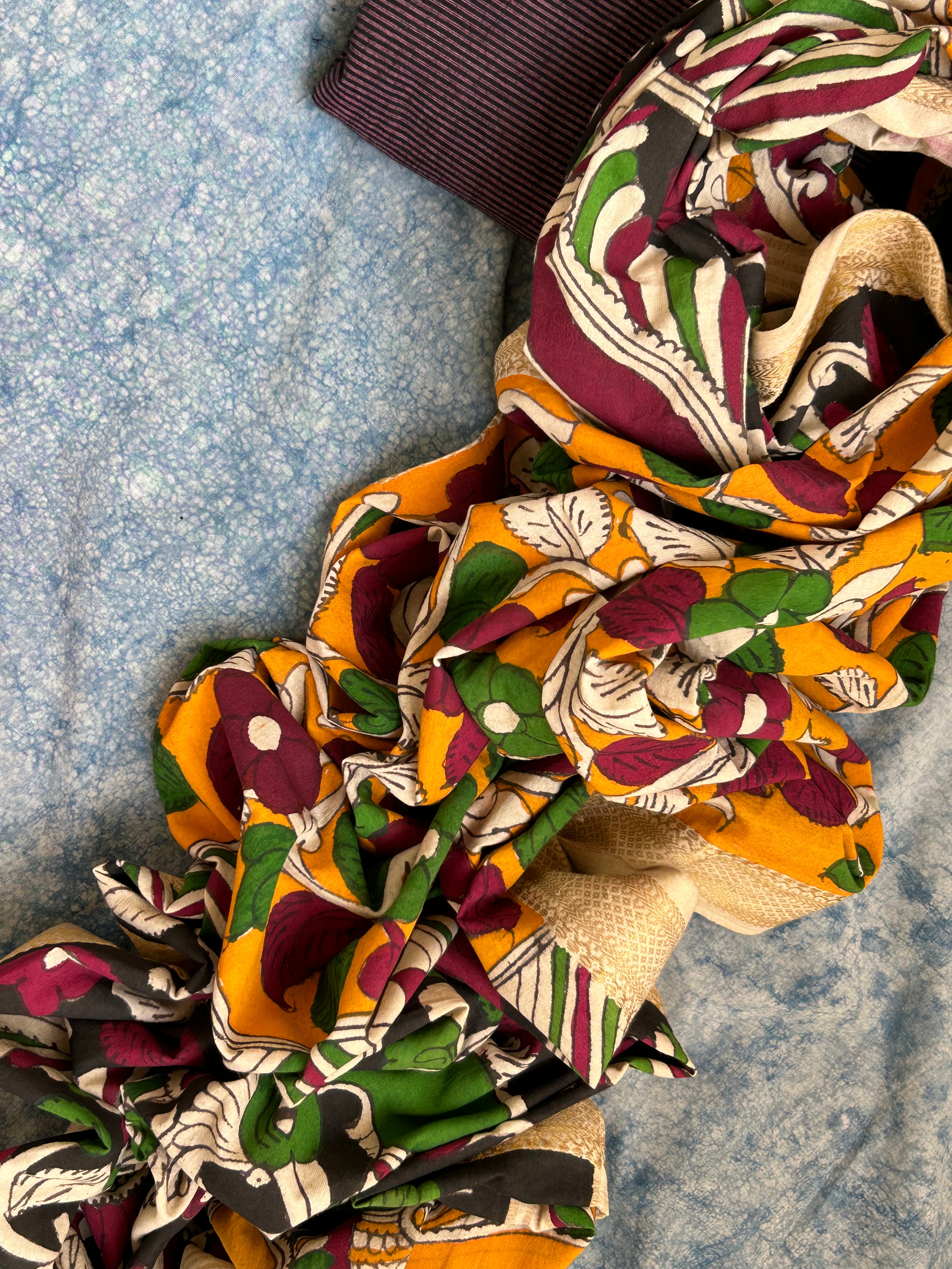 Handwoven Handcrafted Kalamkari Kurta Dupatta Set