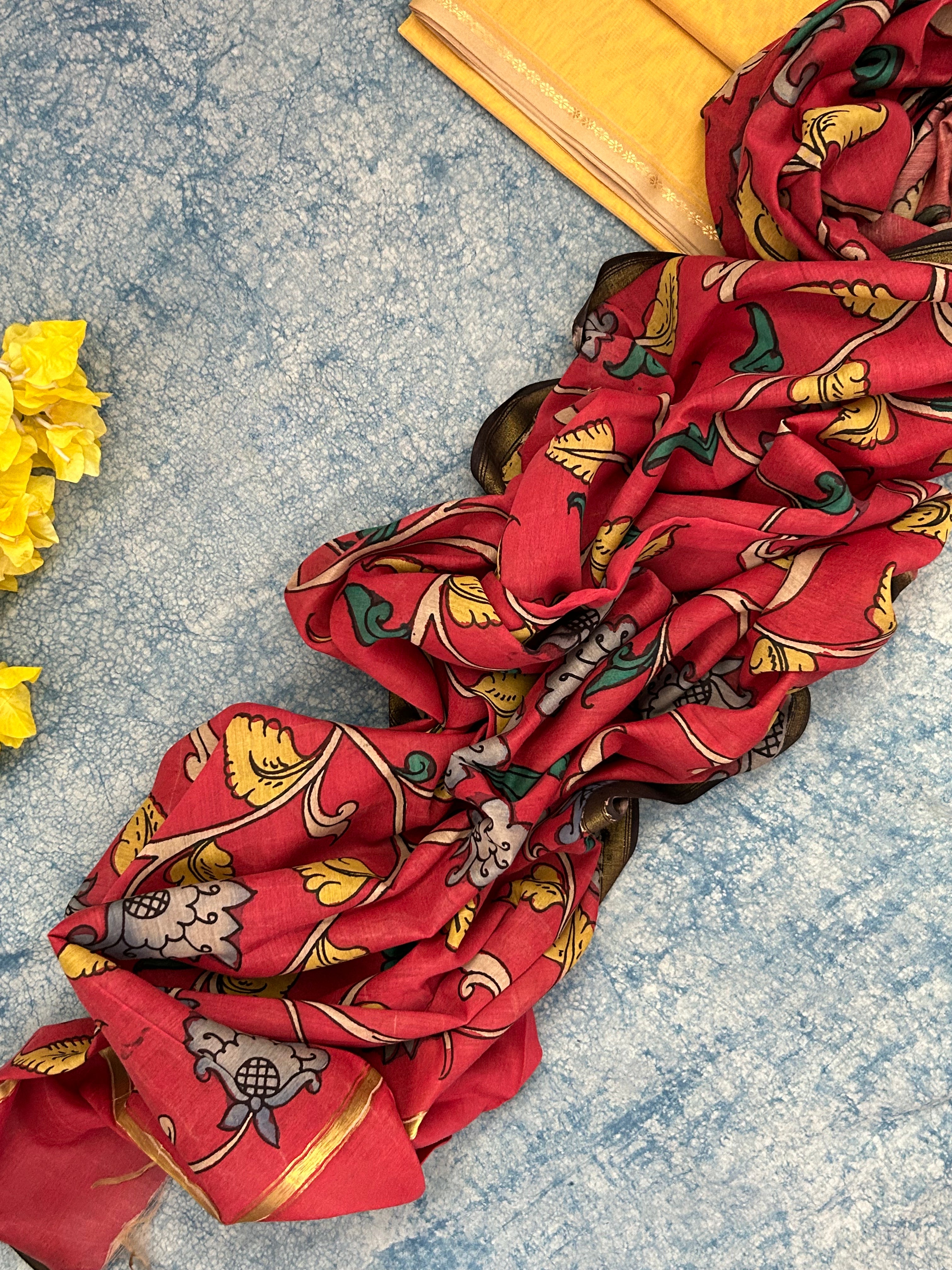 Handwoven Handcrafted Kalamkari Kurta Dupatta Set