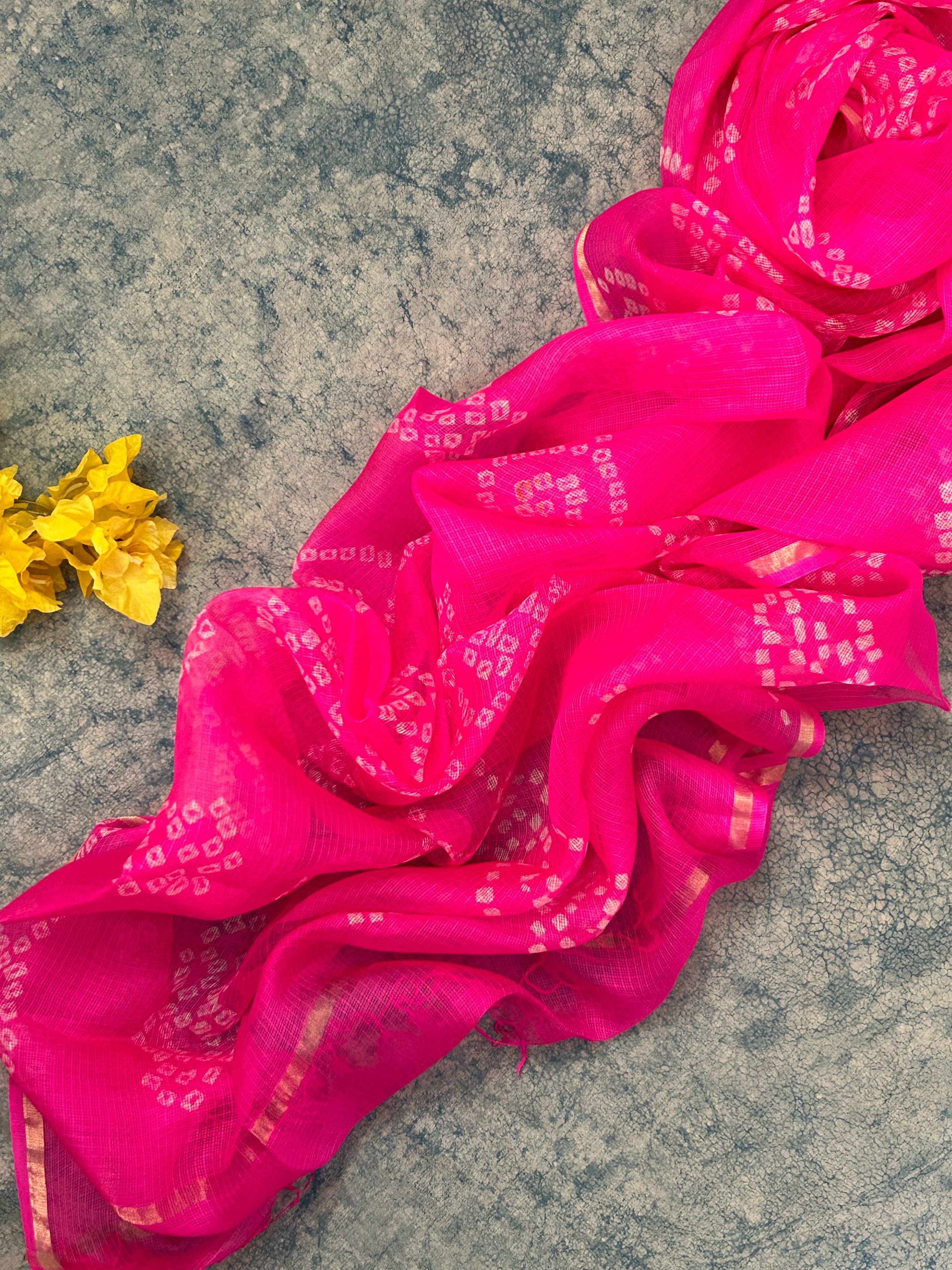 Handcrafted Tie-Dye Silk Kota Doria Dupatta