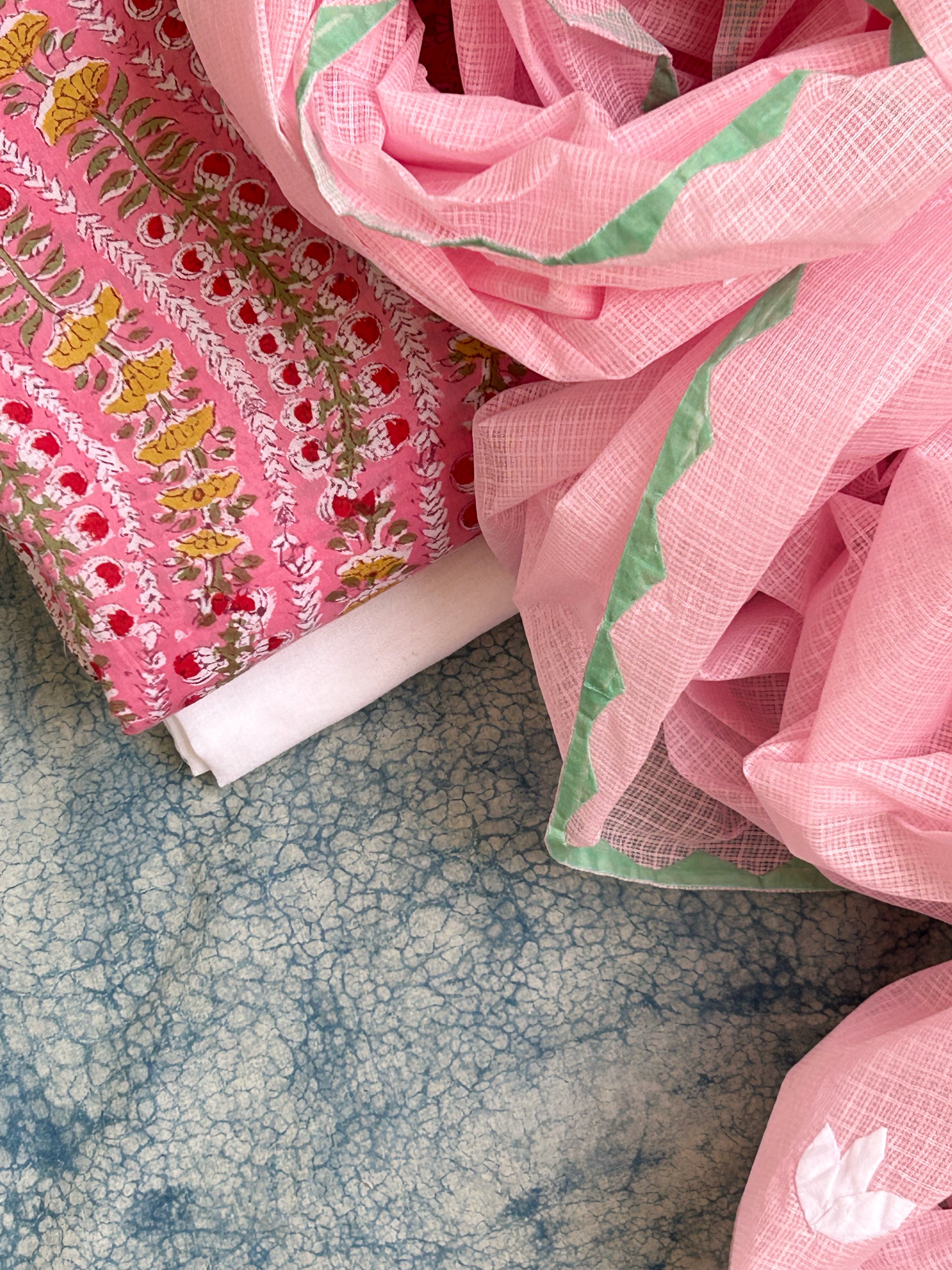 Handblock Handdone Applique Cotton Kota Suit