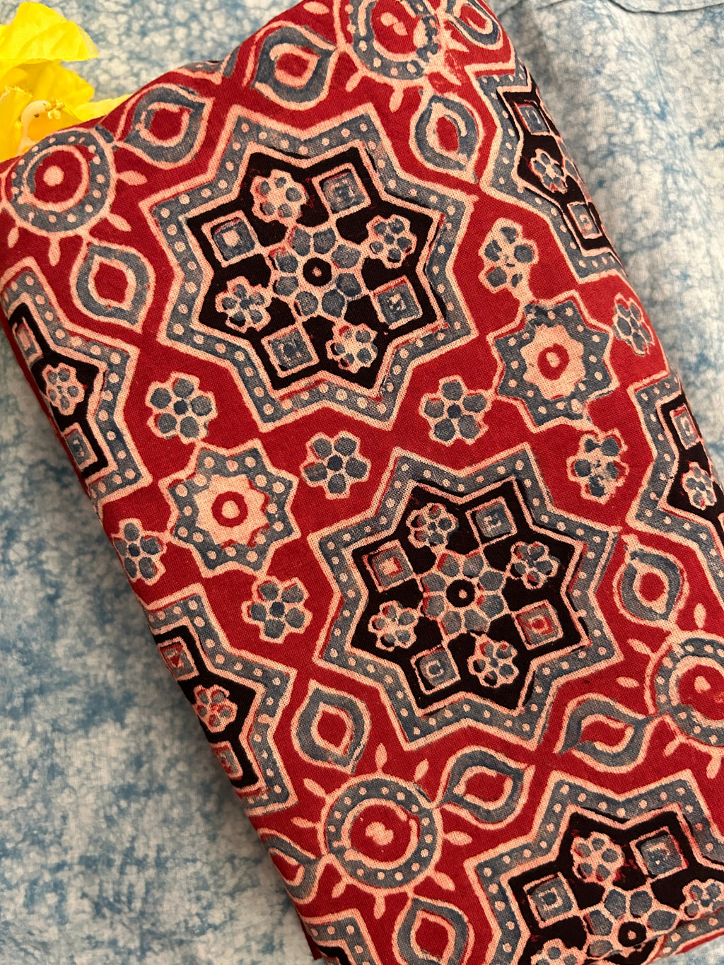 Natural Dyes Handblock Ajrakh Cotton Kurta 2.5m
