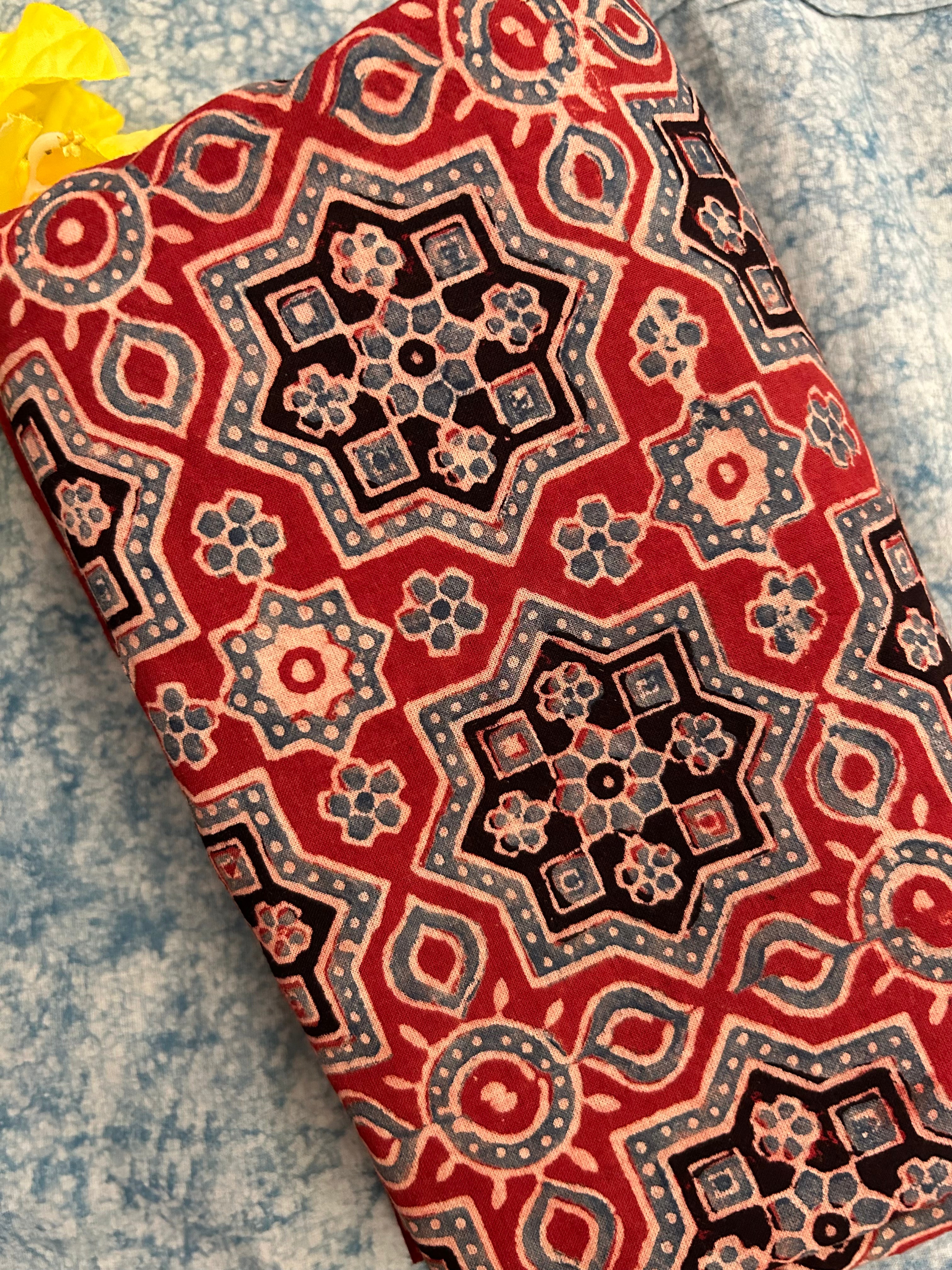 Natural Dyes Handblock Ajrakh Cotton Kurta 2.5m