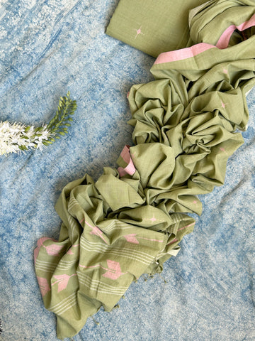 Jade Sitaara - Handwoven Bengal Jamdani Kurta Dupatta set