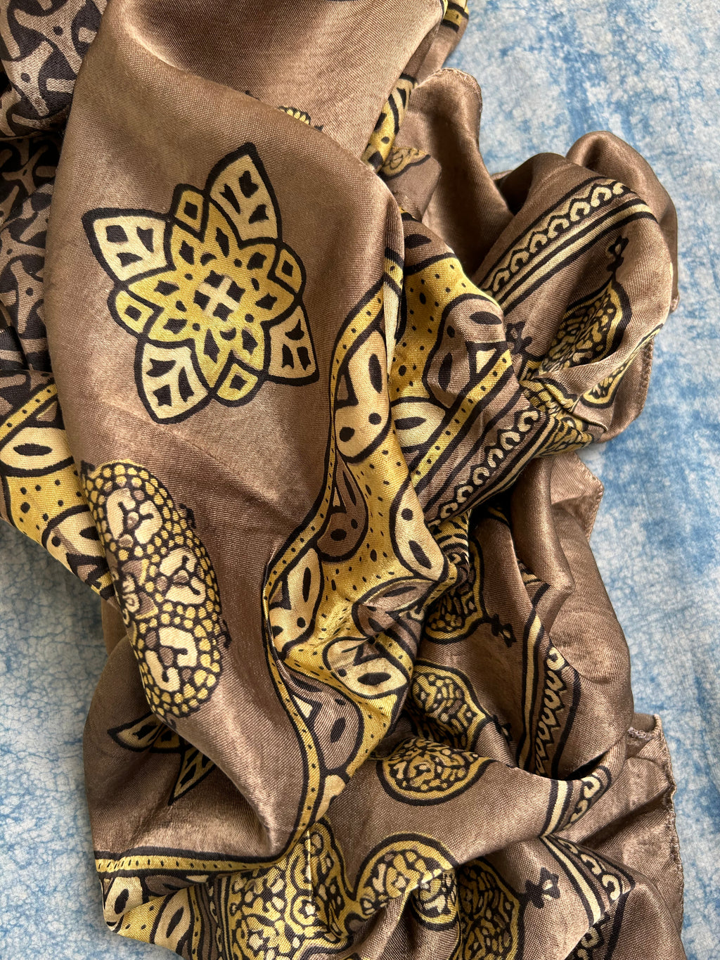 Hand Block Natural Dyes Ajrakh Mashru Silk Kurta Dupatta Set