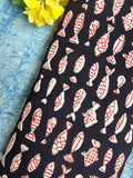 Bagru Handblock Cotton - Black & Red Fish