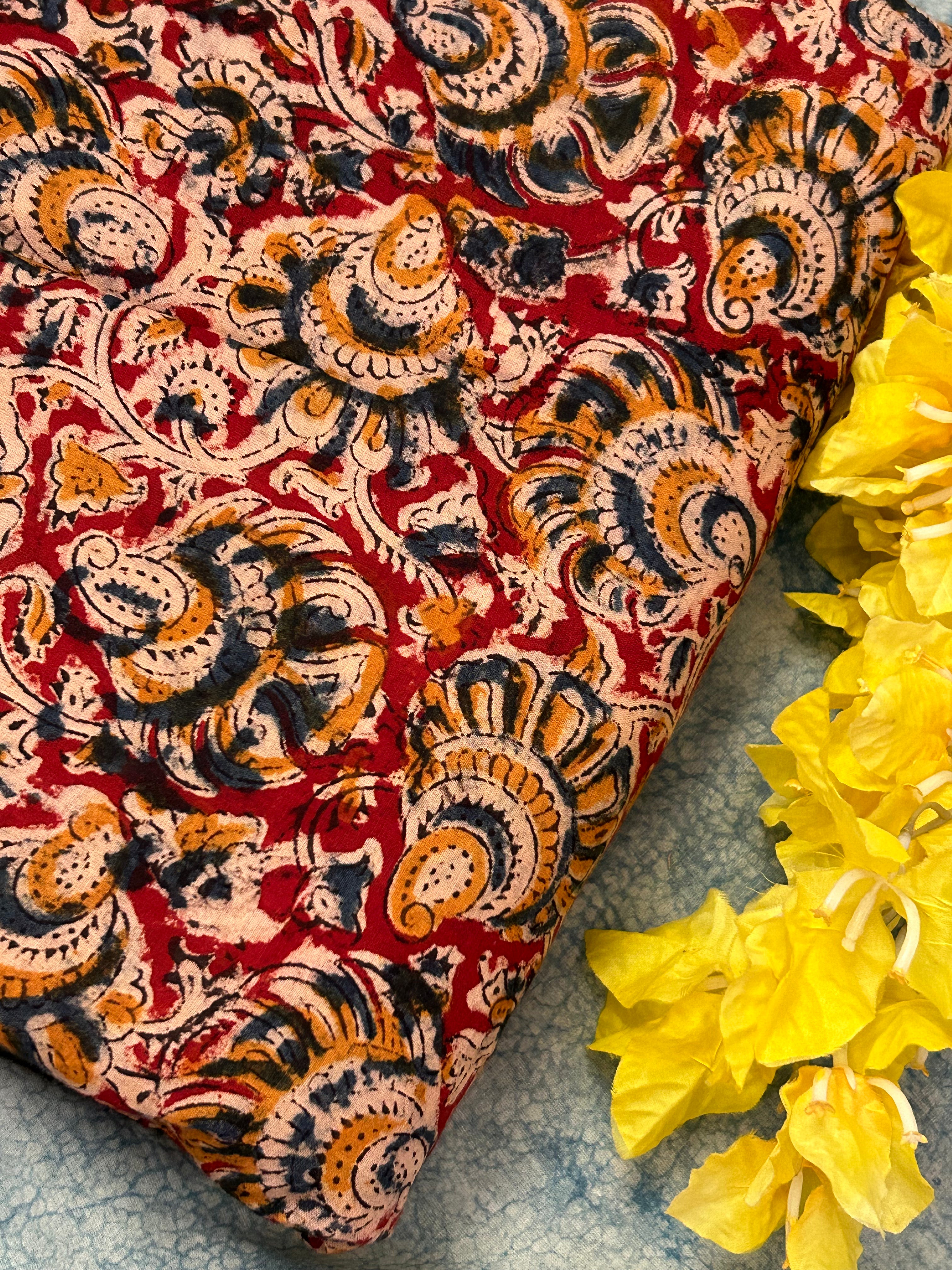 Pedana Hand Block Printed Kalamkari Natural Dyed Cotton Fabric Kurta