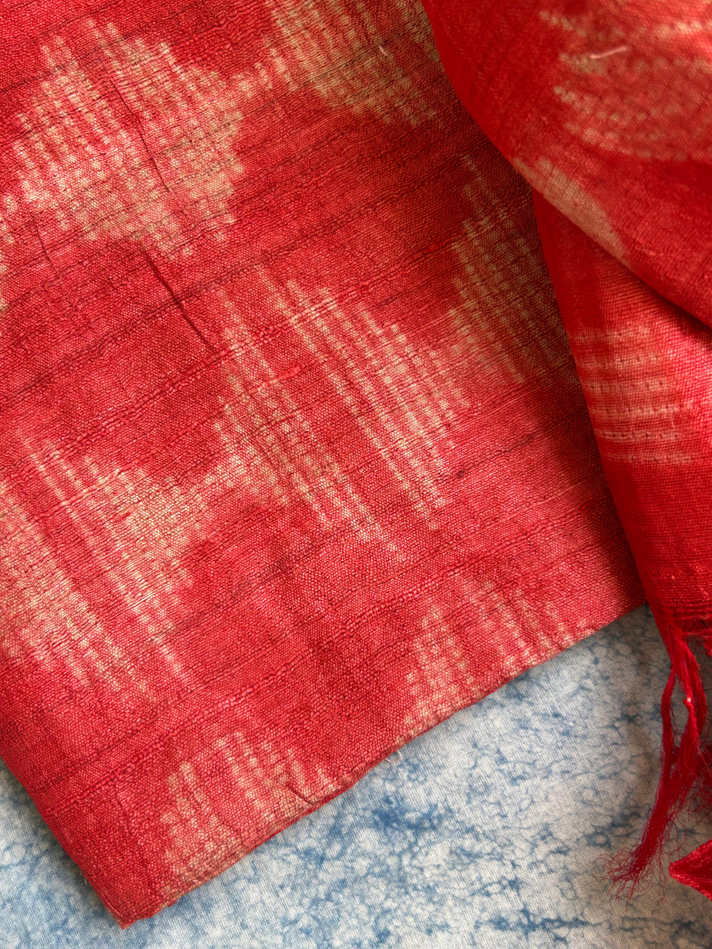 Handwoven & Handmade Tussar Shibori Kurta Dupatta Set
