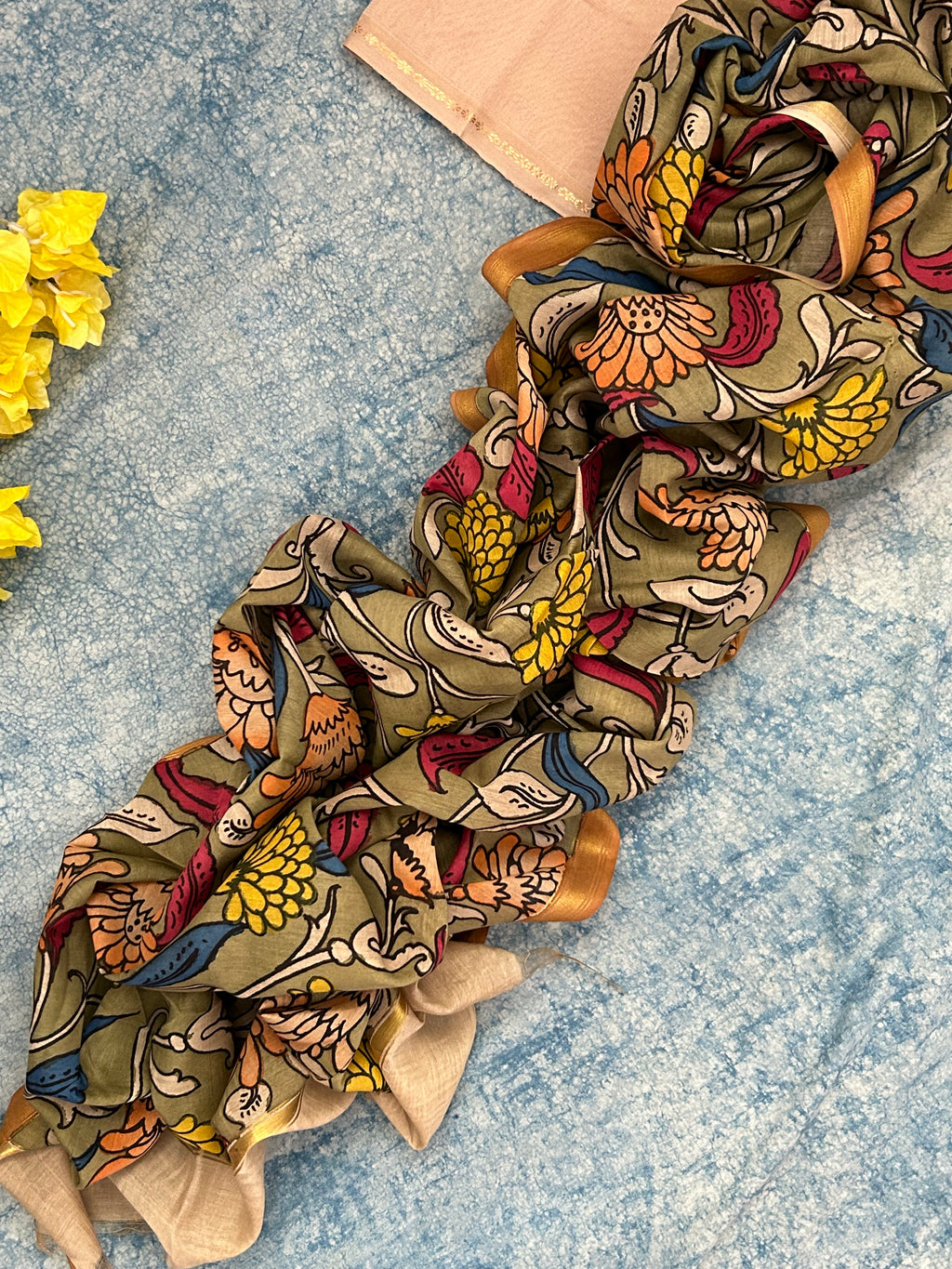 Handwoven Handcrafted Kalamkari Kurta Dupatta Set