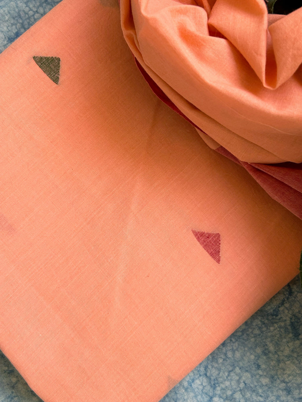 A Peachy Affair - Handwoven Bengal Jamdani Kurta Dupatta set