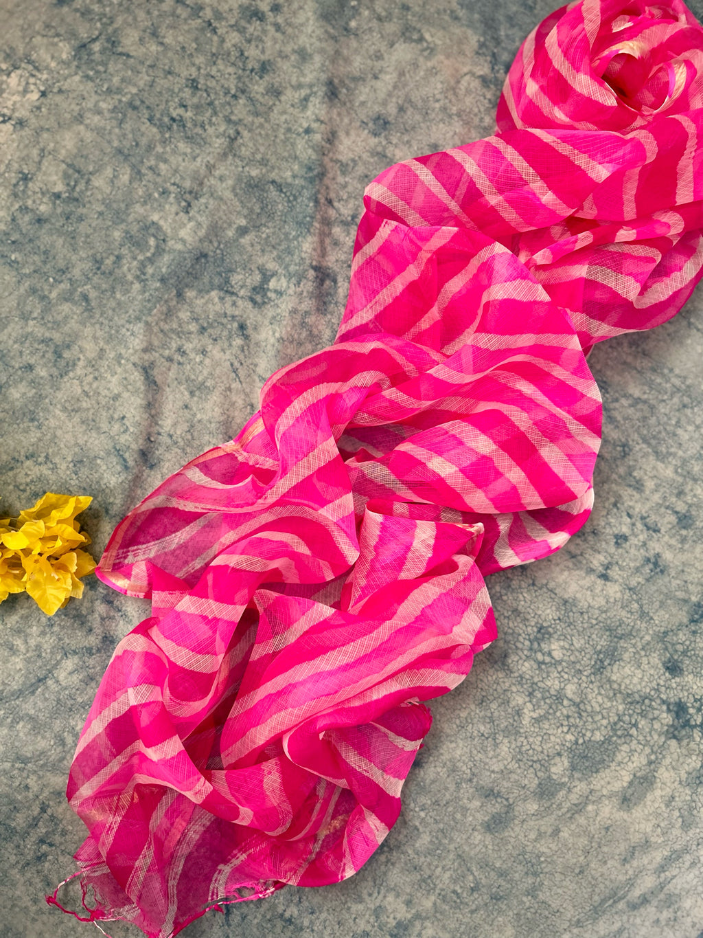 Handcrafted Tie-Dye Silk Kota Doria Dupatta