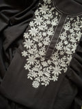 Hand Machine Embroidered Kurta Bottom - Black