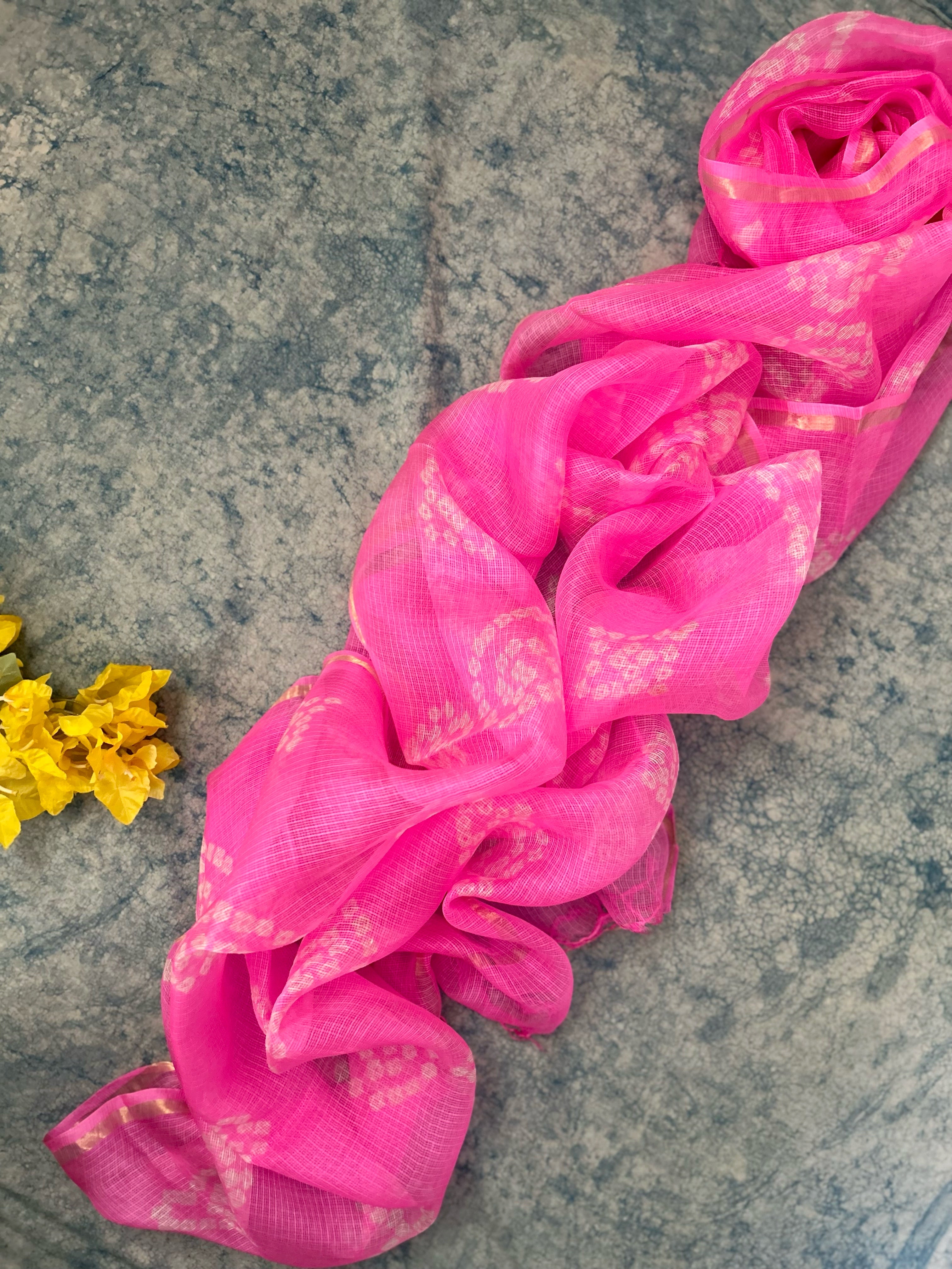 Handcrafted Tie-Dye Silk Kota Doria Dupatta