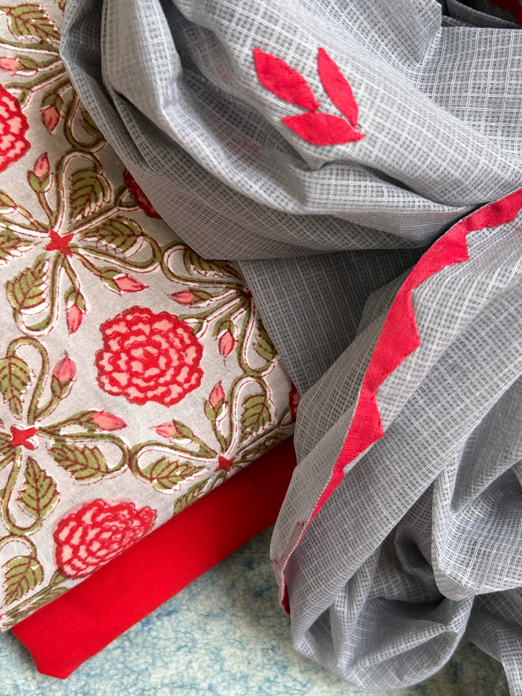Handblock Handdone Applique Cotton Kota Suit