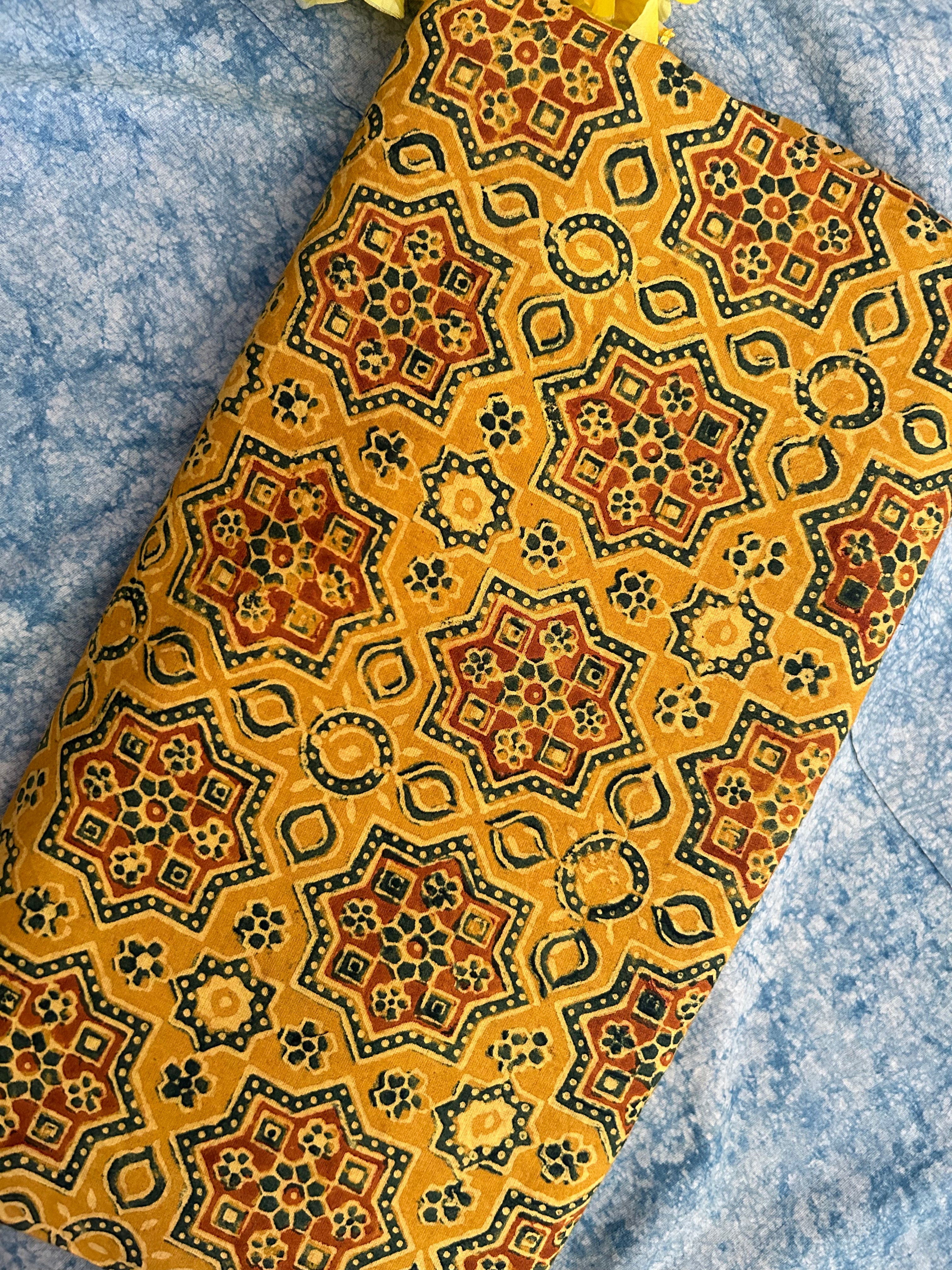 Natural Dyes Handblock Ajrakh Cotton Kurta 2.5m