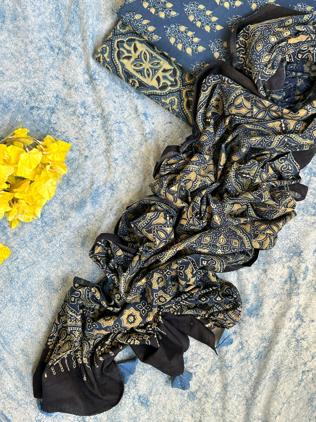 Natural Dyes Handblock Ajrakh Cotton Suit
