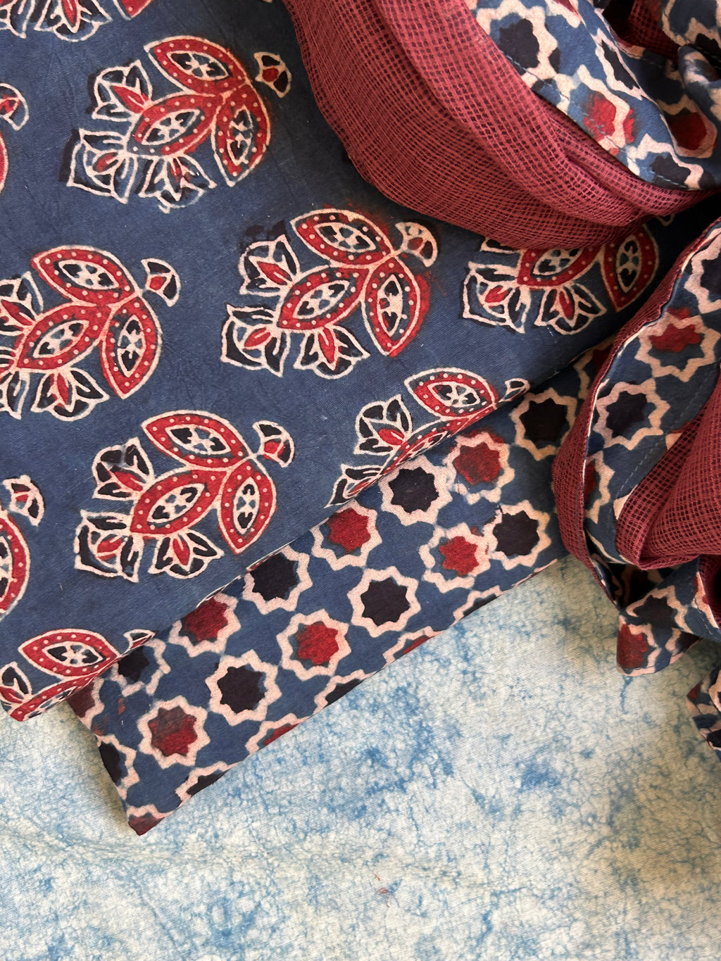 Natural Dyes Handcrafted Ajrakh Kota Suit