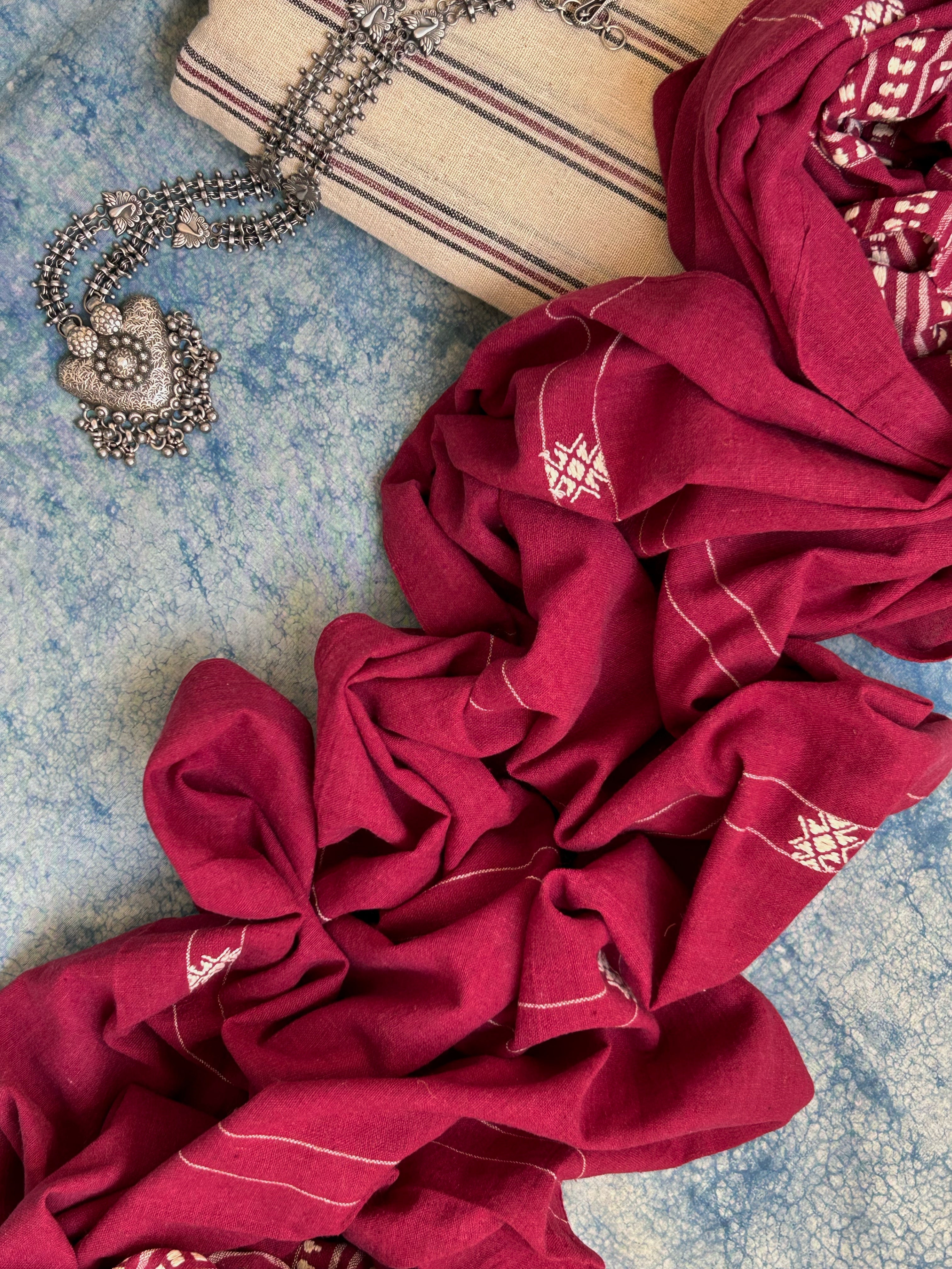 Handspun Handwoven Kotpad Kurta Dupatta Set