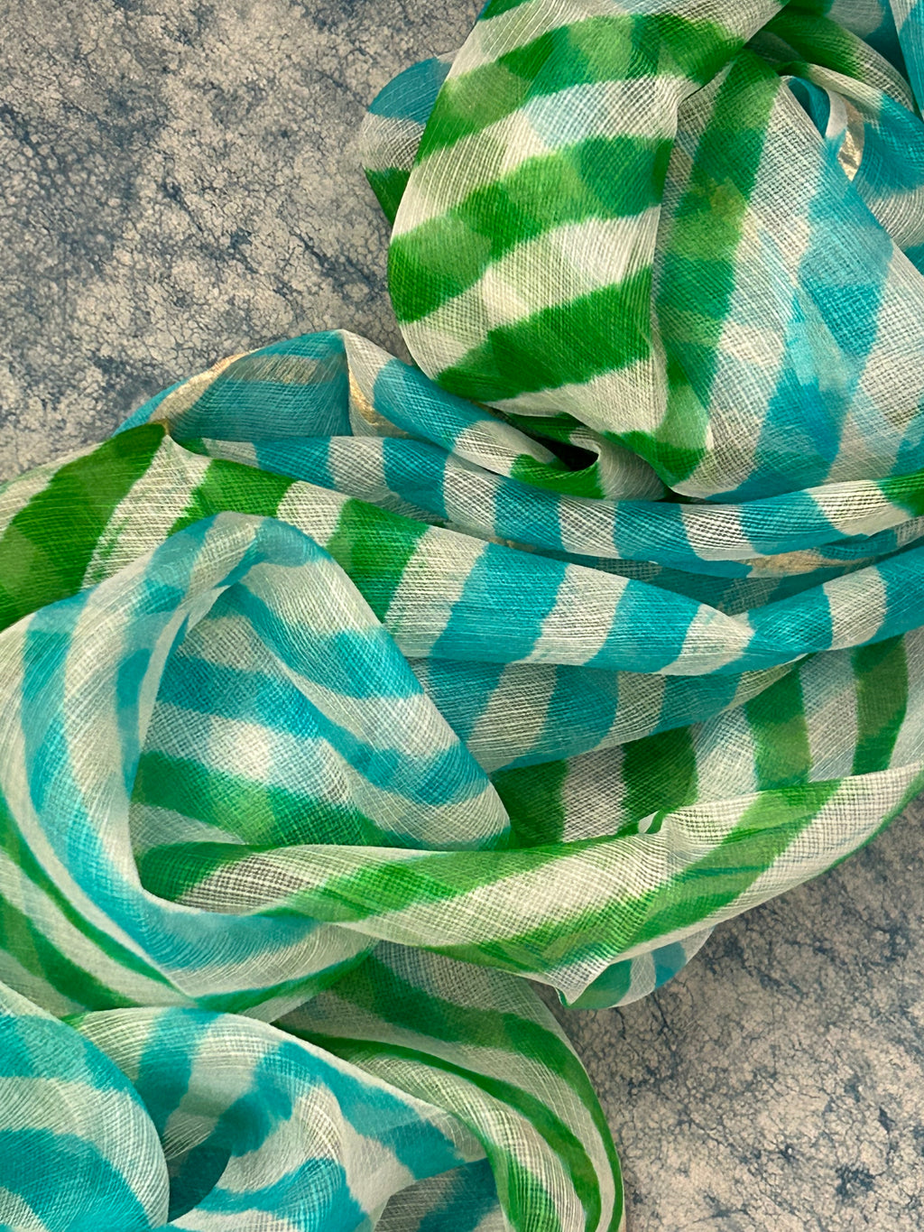 Handcrafted Tie-Dye Silk Kota Doria Dupatta