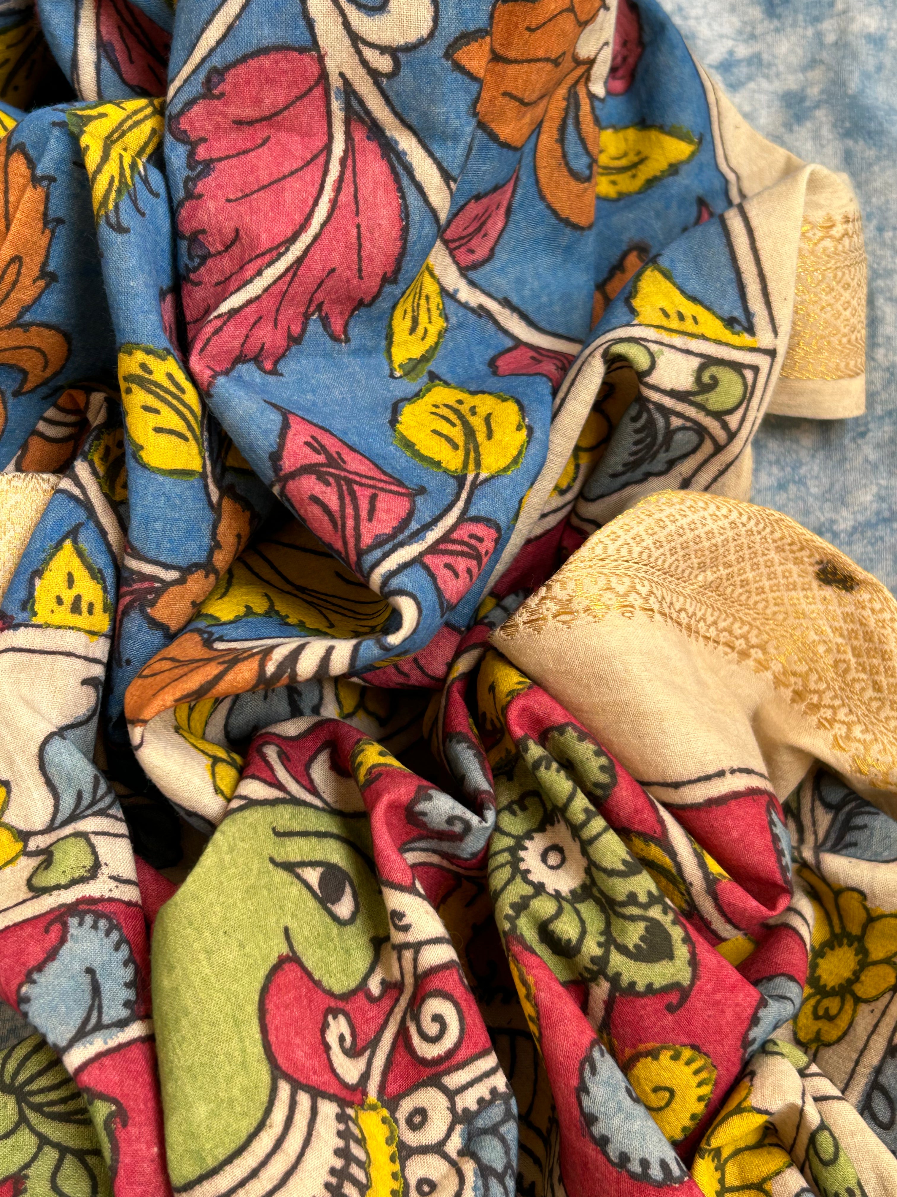 Handwoven Handcrafted Kalamkari Kurta Dupatta Set