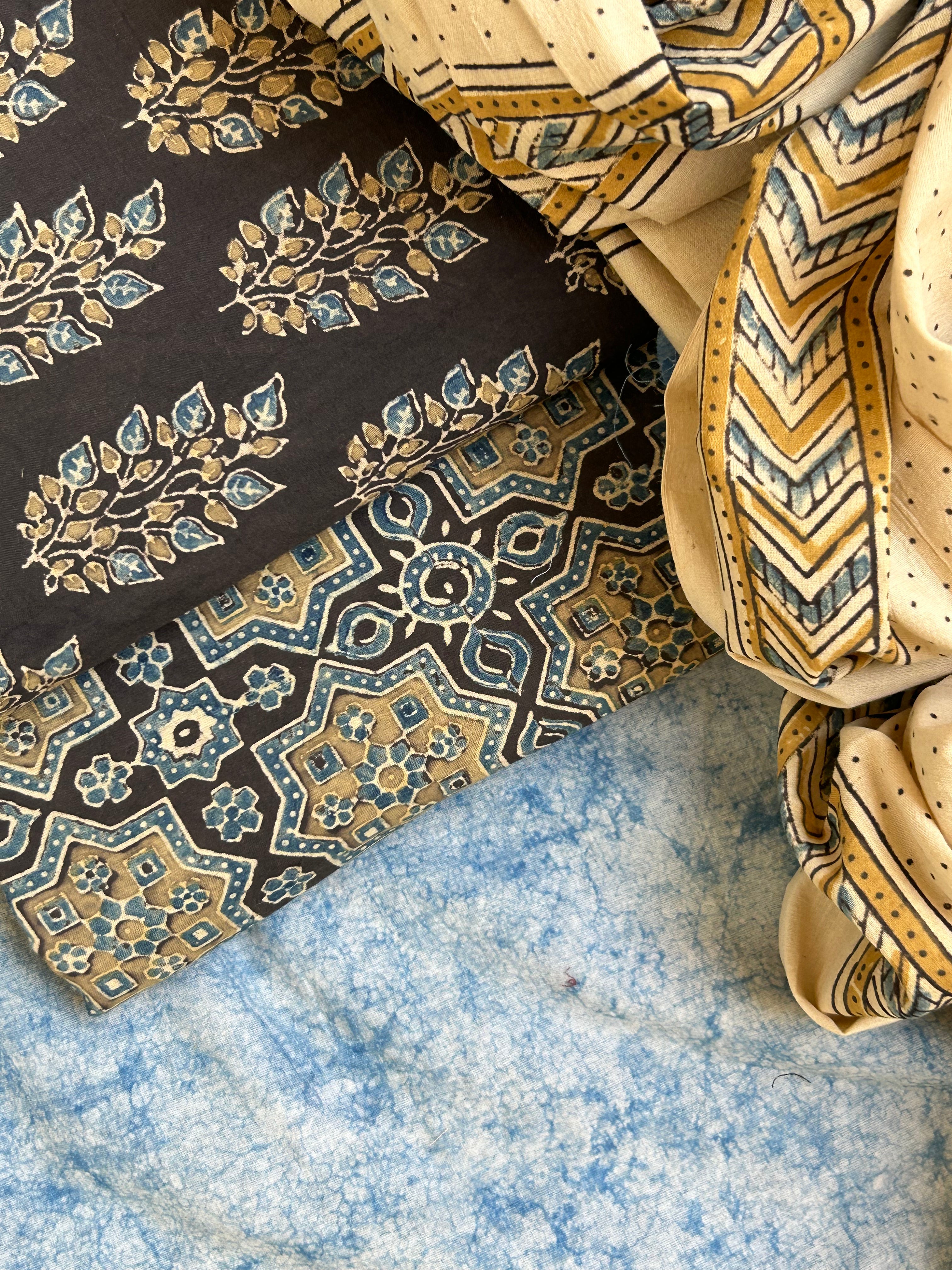 Natural Dyes Handblock Ajrakh Cotton Suit