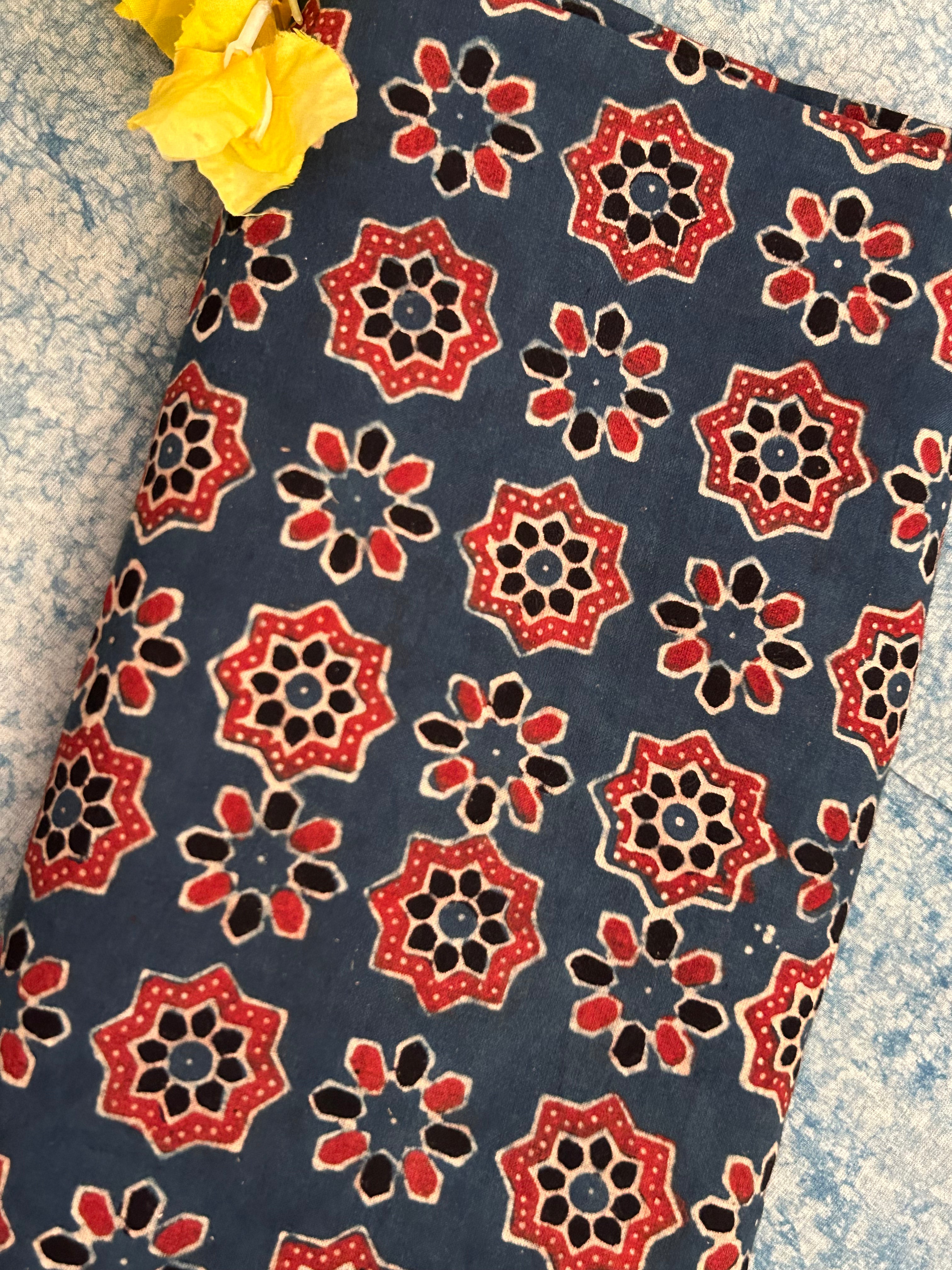 Natural Dyes Handblock Ajrakh Cotton Kurta 2.5m