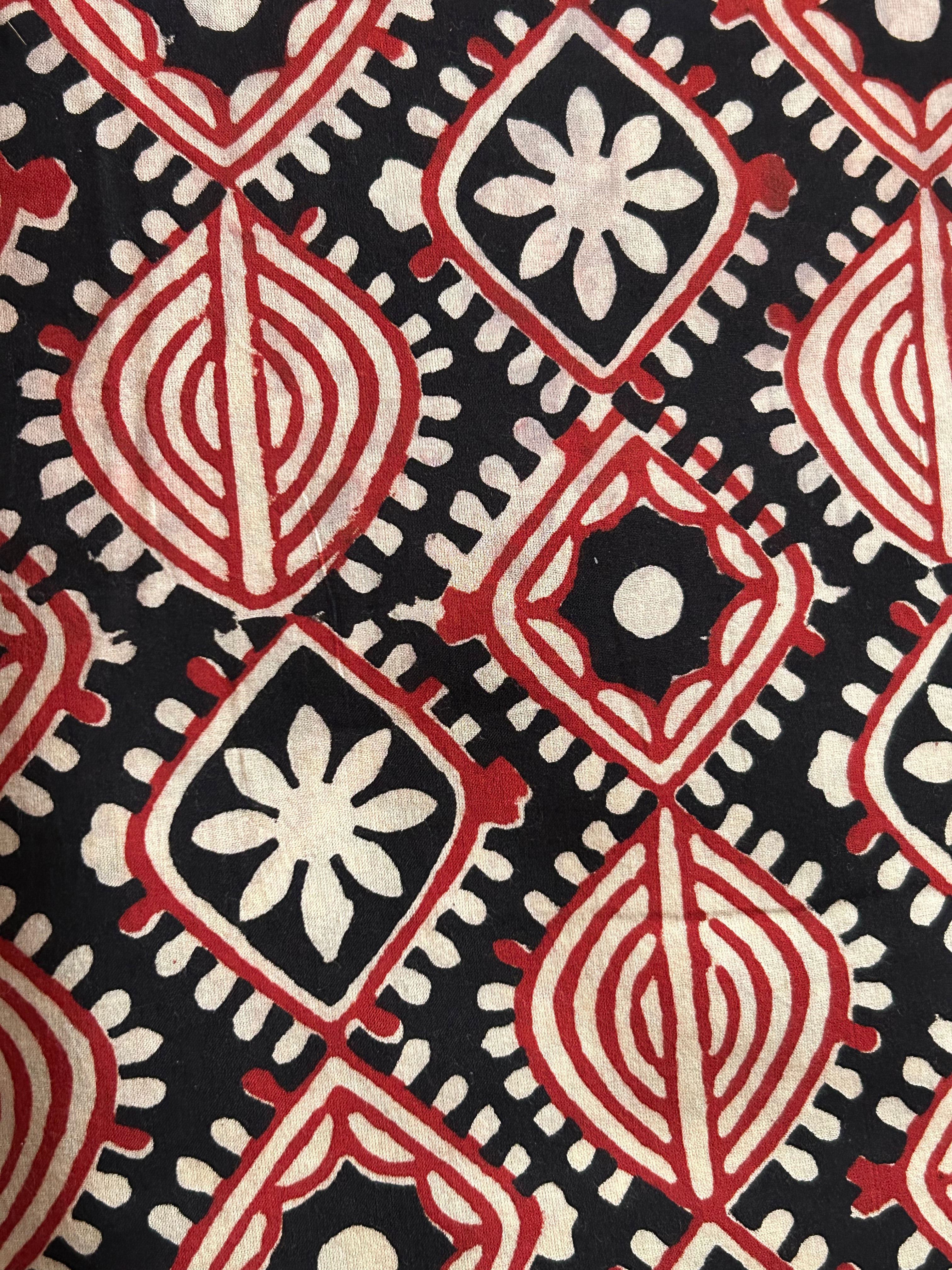 Bagru Handblock Cotton -Black & Madder Red(2.5m)