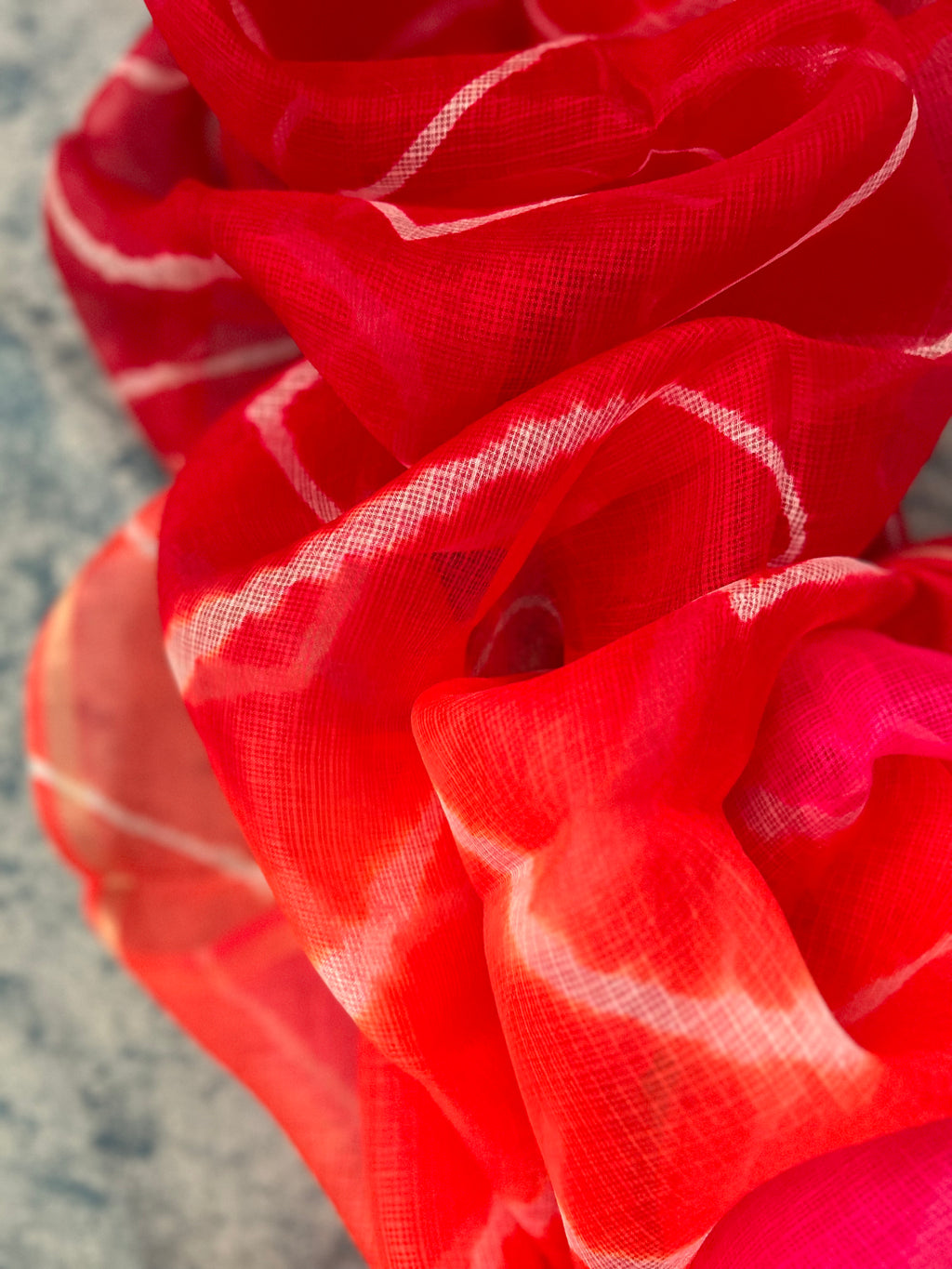 Handcrafted Tie-Dye Silk Kota Doria Dupatta
