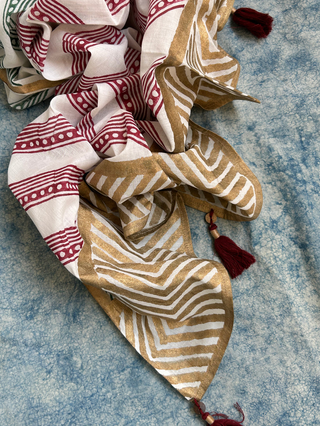 Handblock Printed Cotton Mul Cotton Dupatta Suit