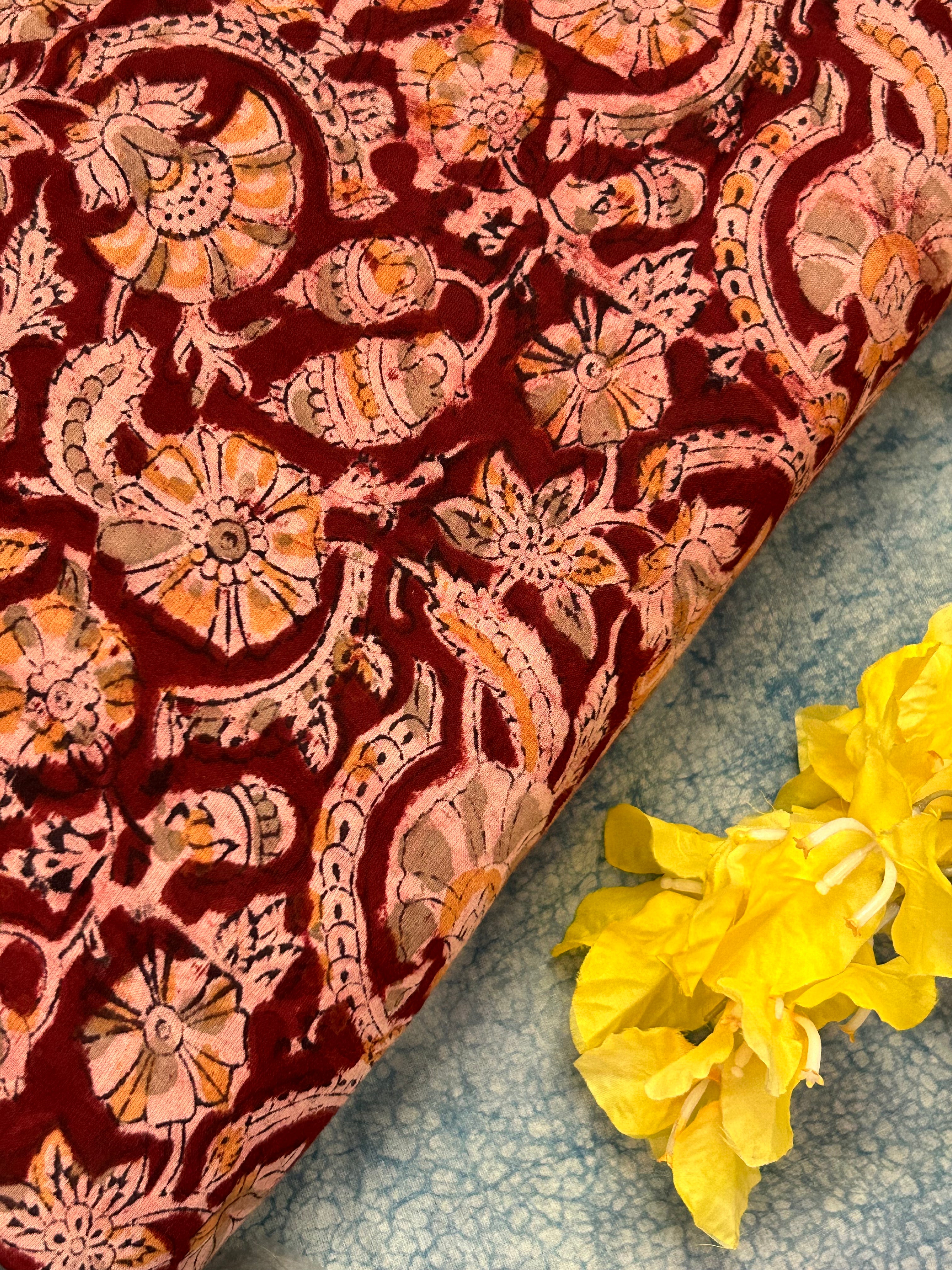 Pedana Hand Block Printed Kalamkari Natural Dyed Cotton