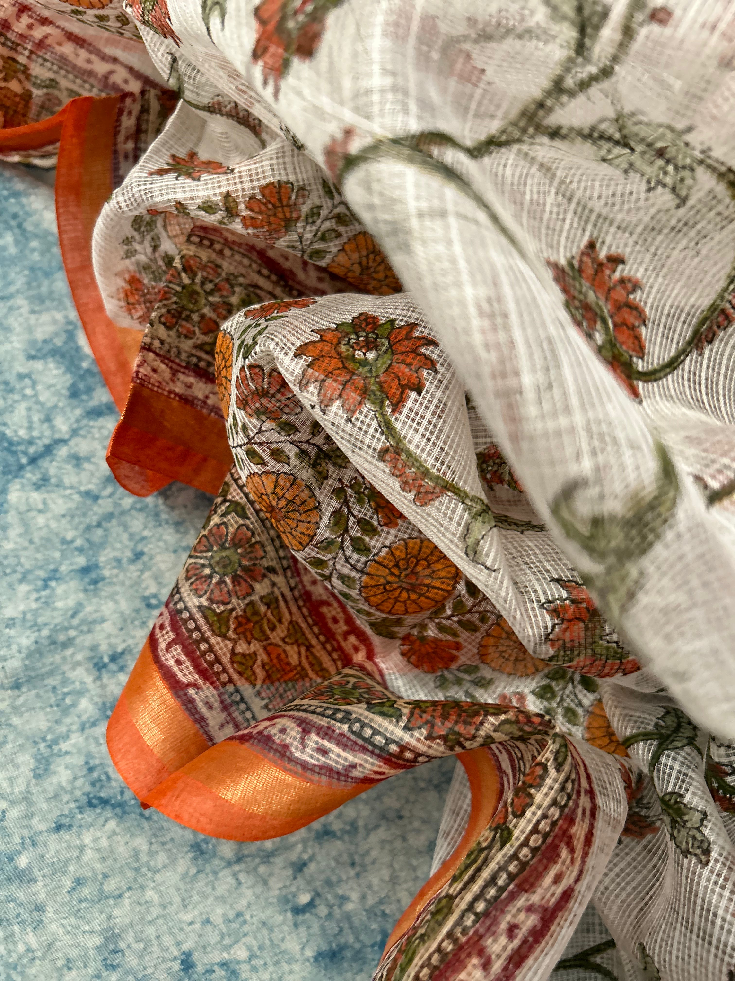 Handcrafted Tie-Dye Silk Kota Doria Dupatta