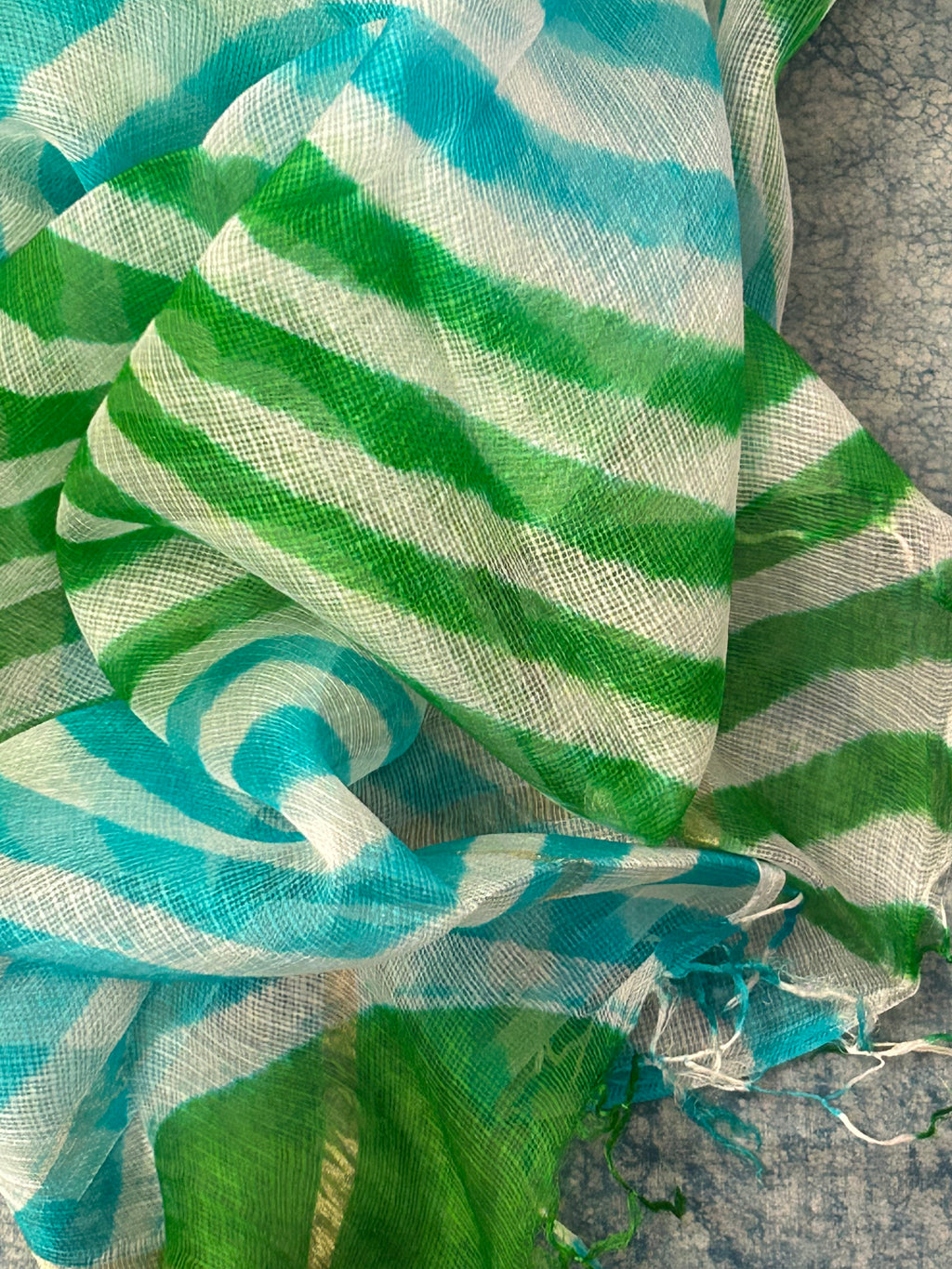 Handcrafted Tie-Dye Silk Kota Doria Dupatta