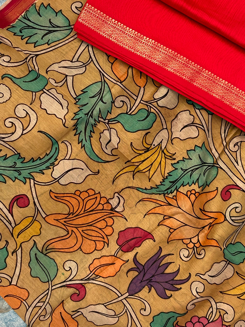 Handwoven Handcrafted Kalamkari Kurta Dupatta Set