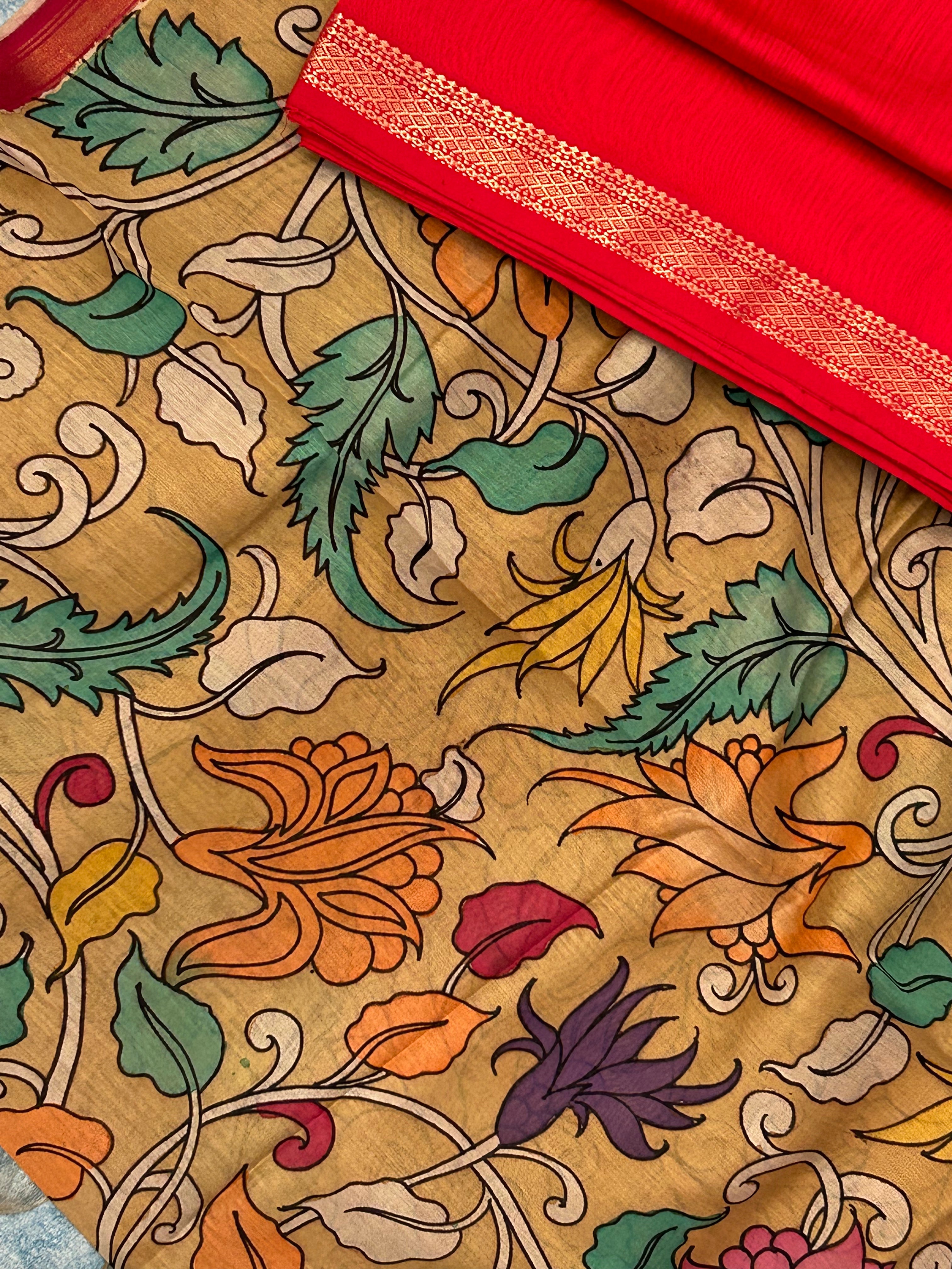 Handwoven Handcrafted Kalamkari Kurta Dupatta Set