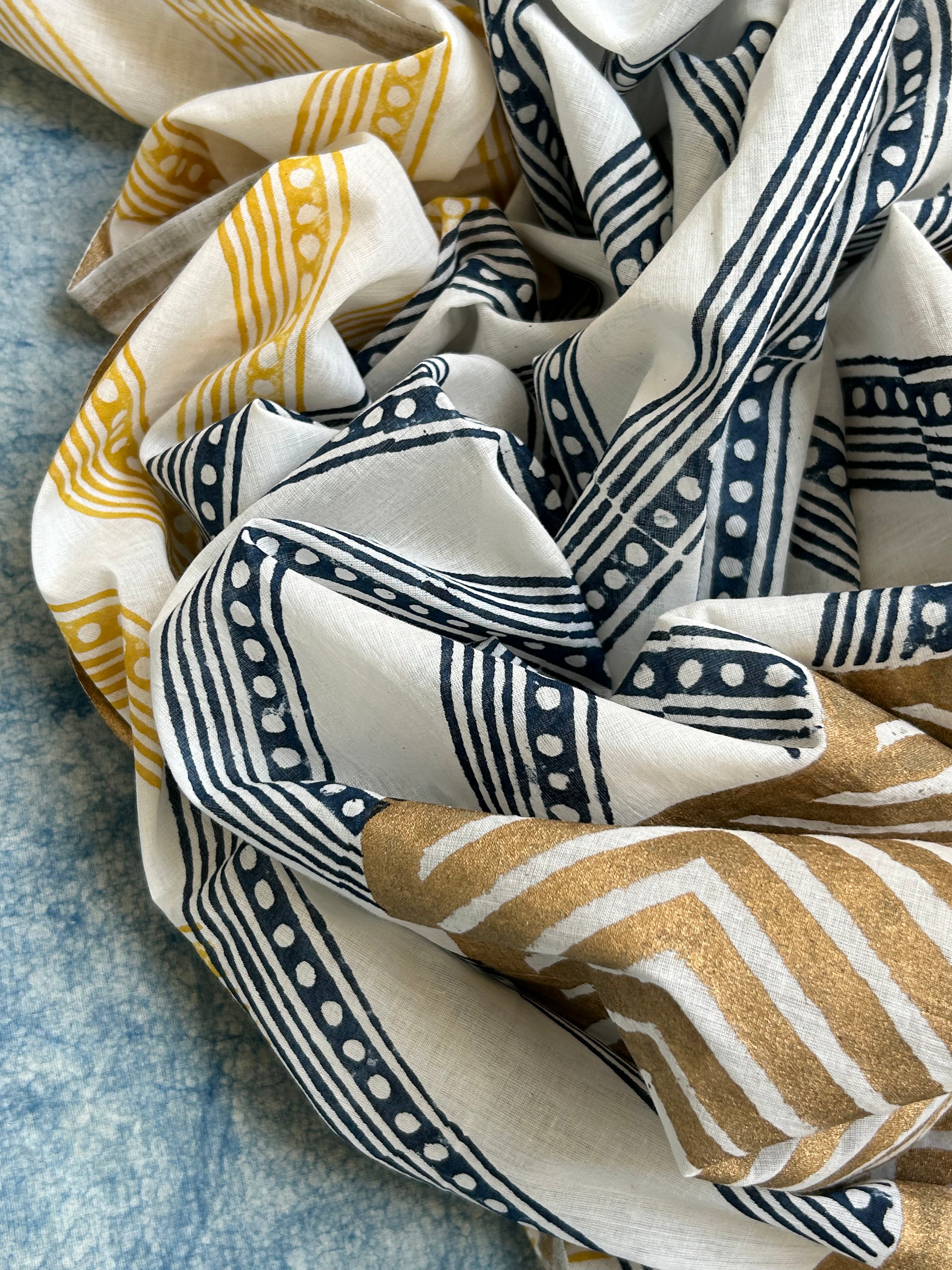 Handblock Printed Cotton Mul Cotton Dupatta Suit