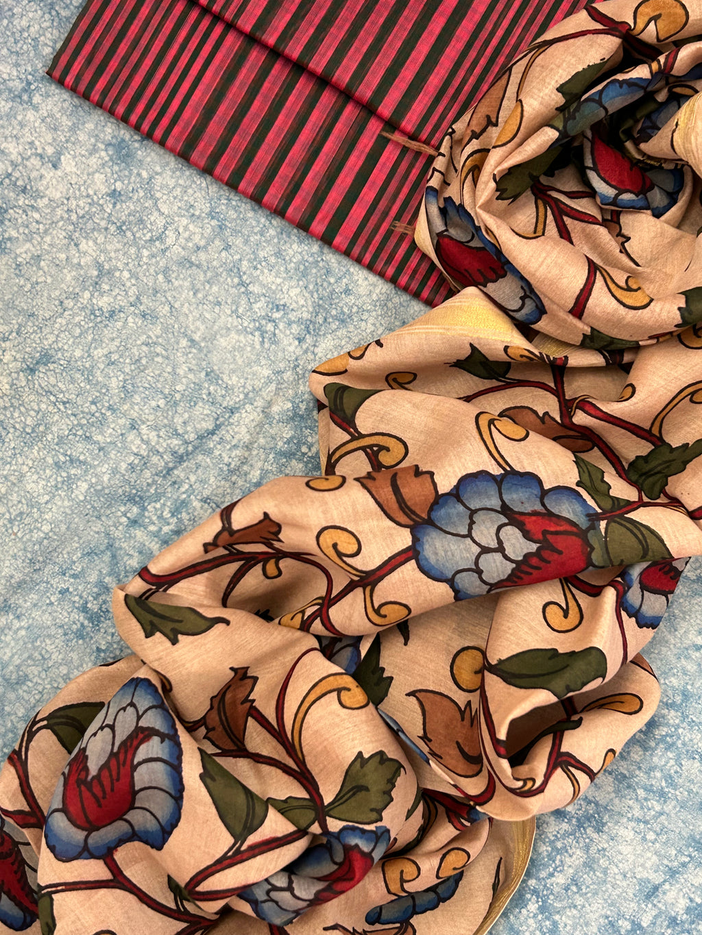 Handwoven Handcrafted Kalamkari Kurta Dupatta Set
