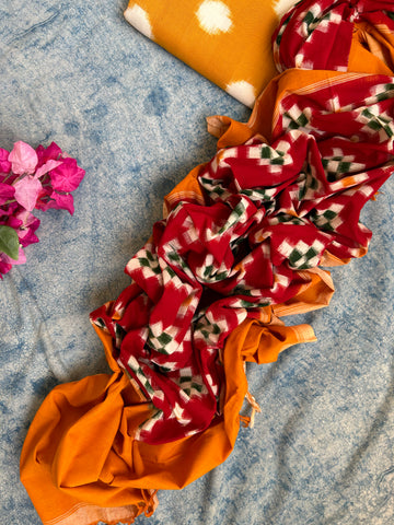Handwoven Double Ikat Kurta Dupatta Set