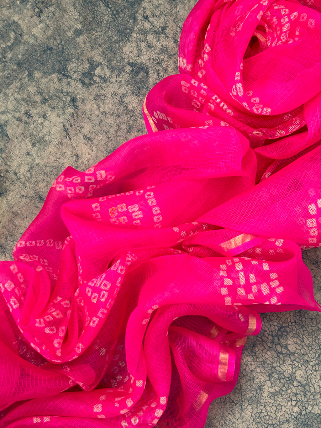 Handcrafted Tie-Dye Silk Kota Doria Dupatta