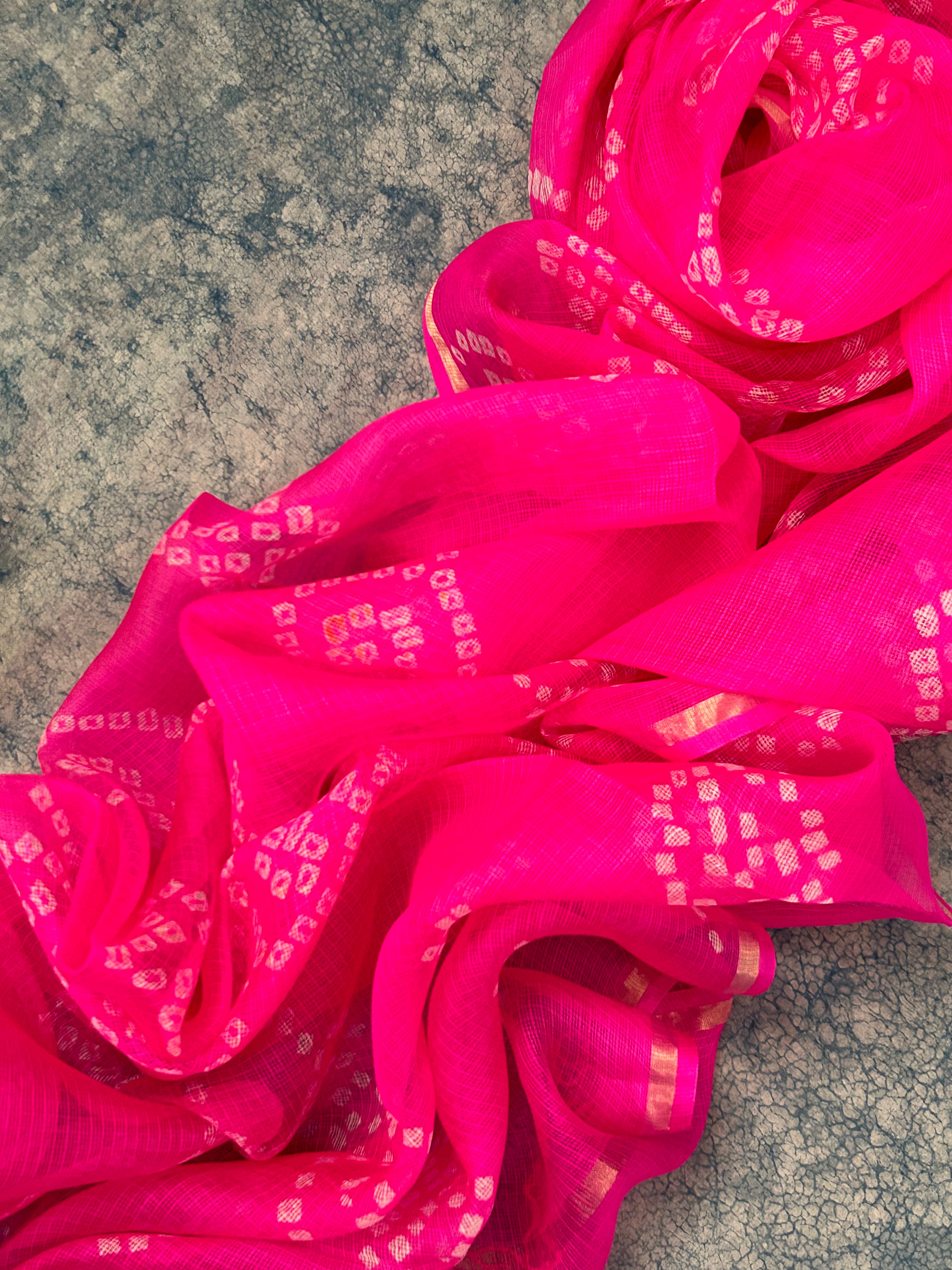 Handcrafted Tie-Dye Silk Kota Doria Dupatta