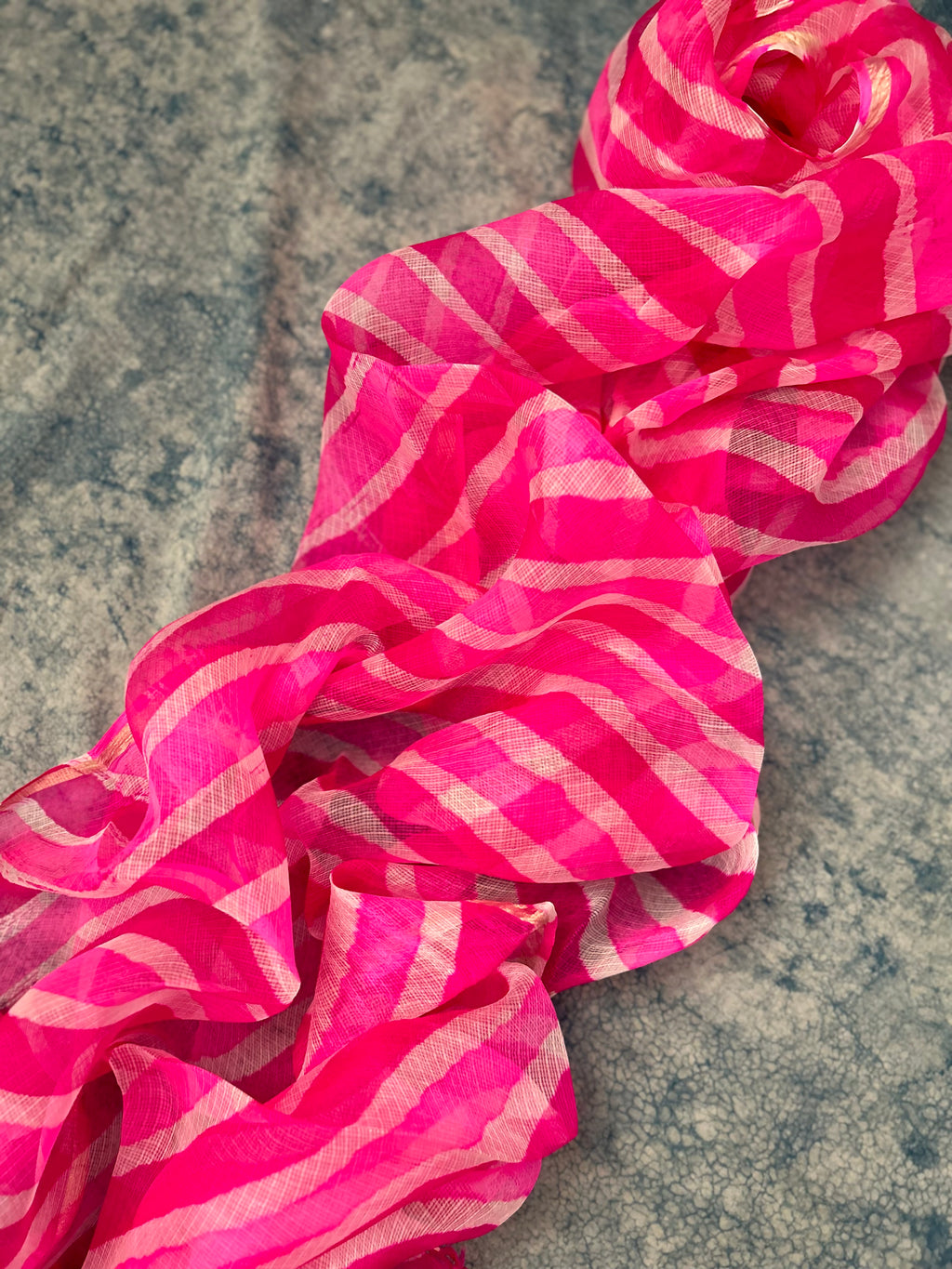 Handcrafted Tie-Dye Silk Kota Doria Dupatta