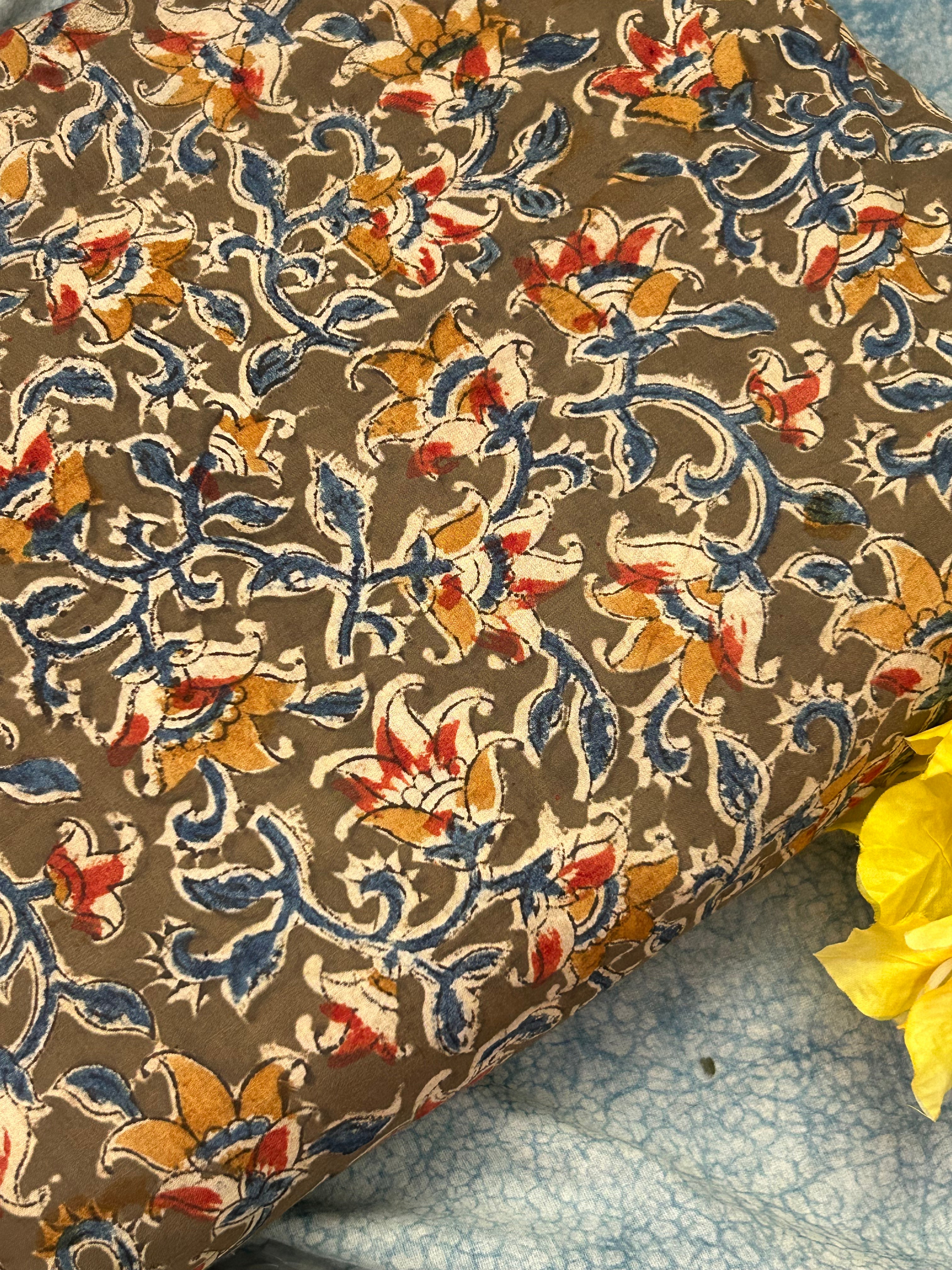 Pedana Hand Block Printed Kalamkari Natural Dyed Cotton Fabric Kurta