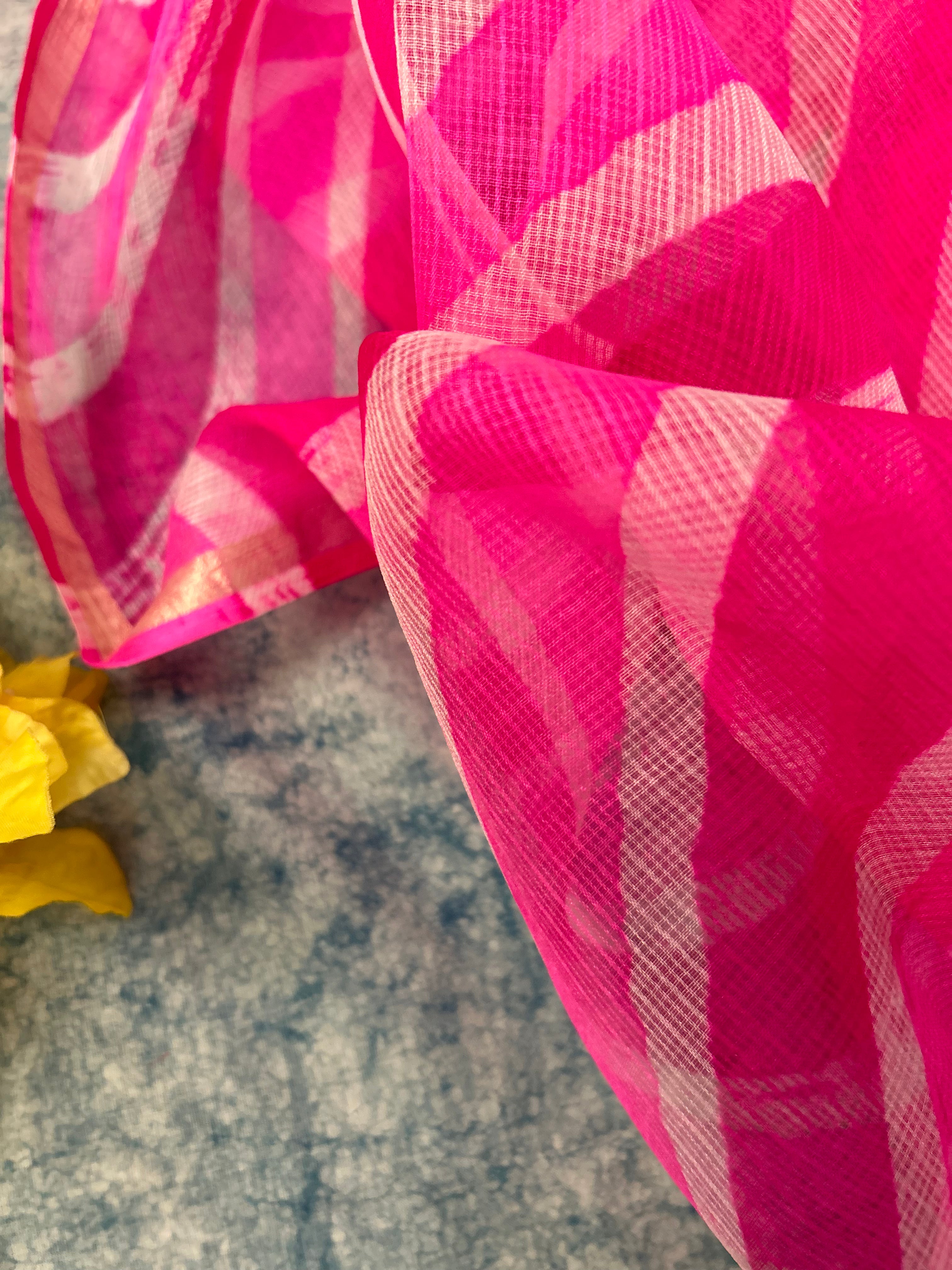 Handcrafted Tie-Dye Silk Kota Doria Dupatta