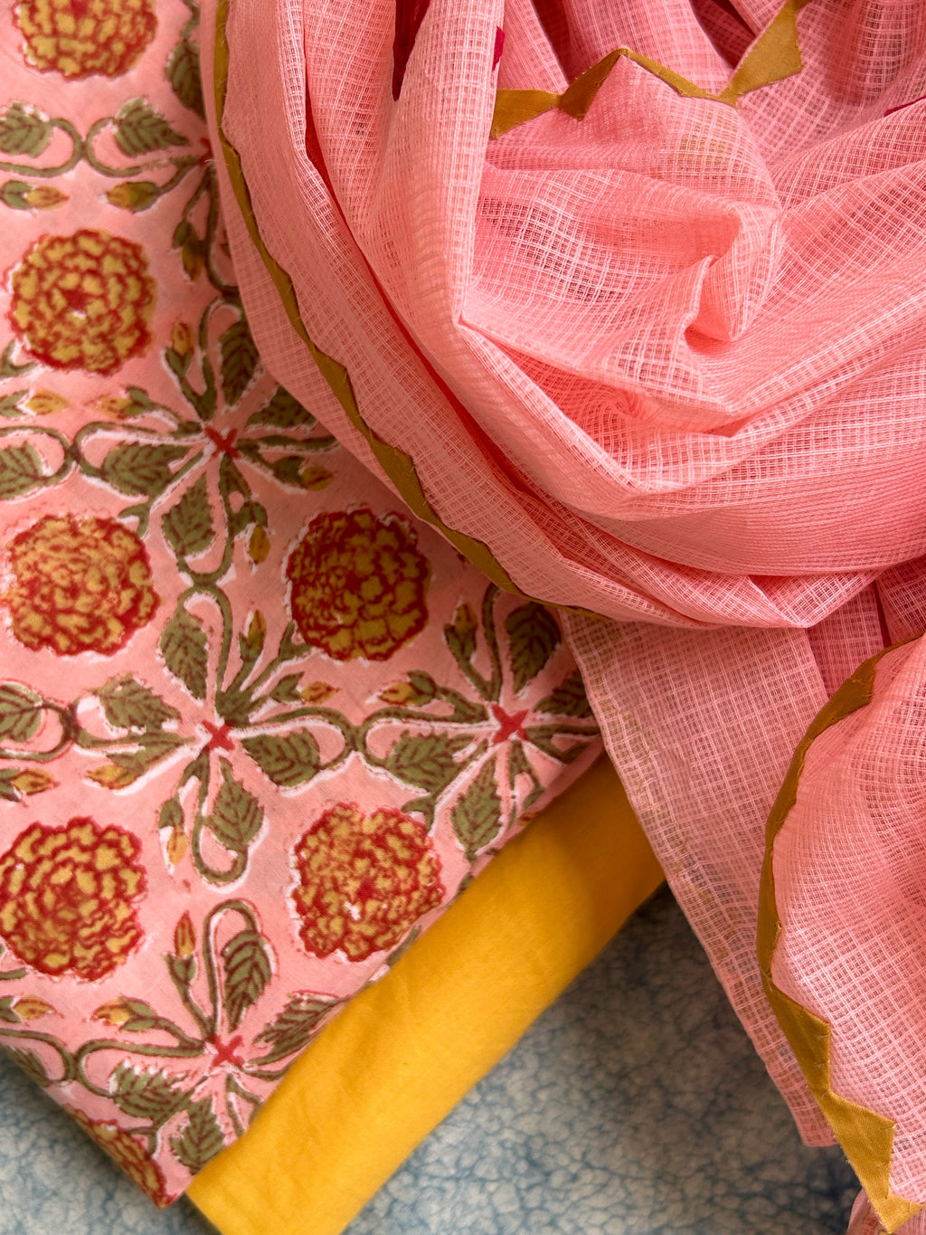 Handblock Handdone Applique Cotton Kota Suit